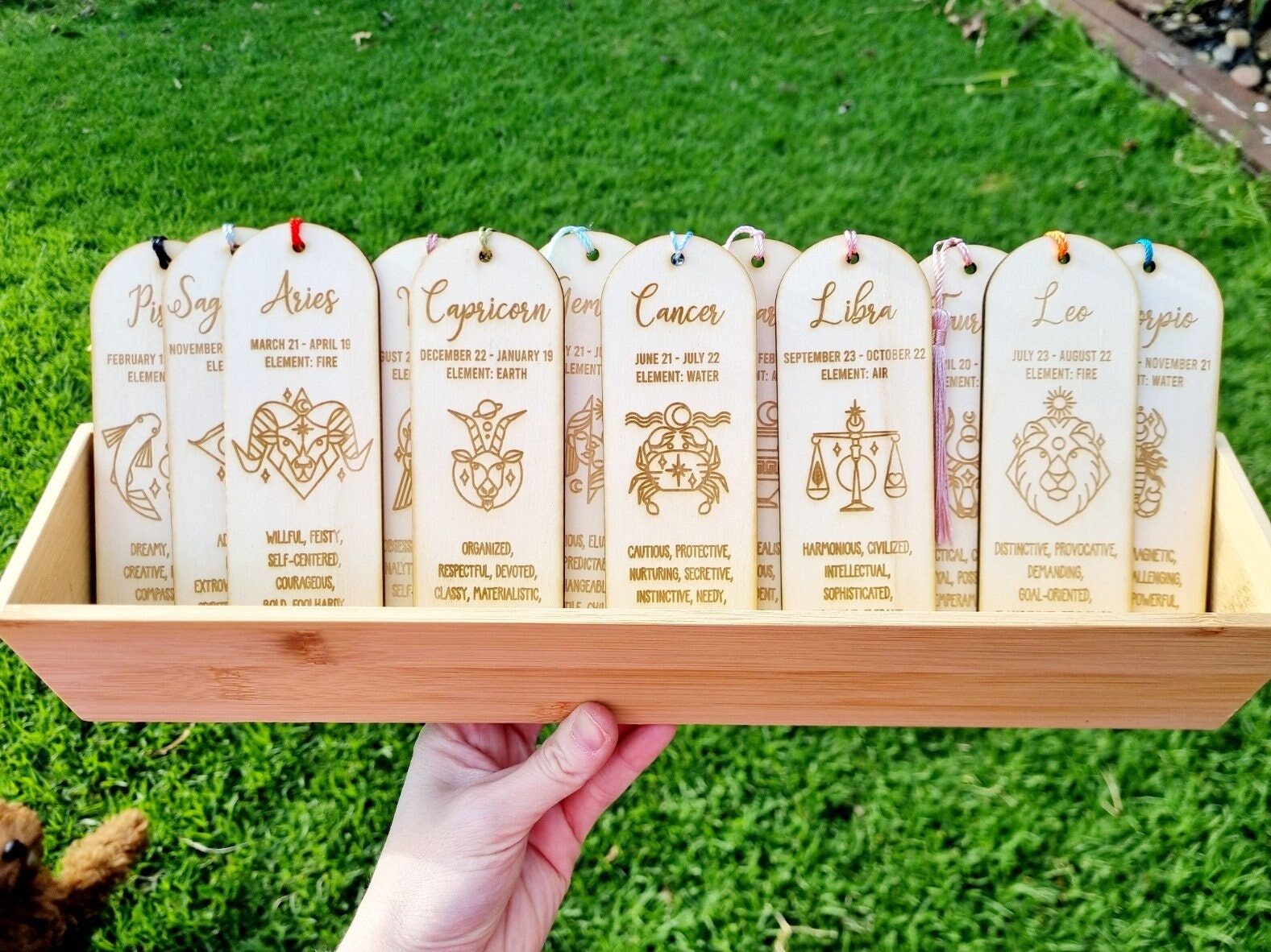 Wooden Zodiac Bookmarks, Page Markers, Book Lovers, Star Sign Bookmark