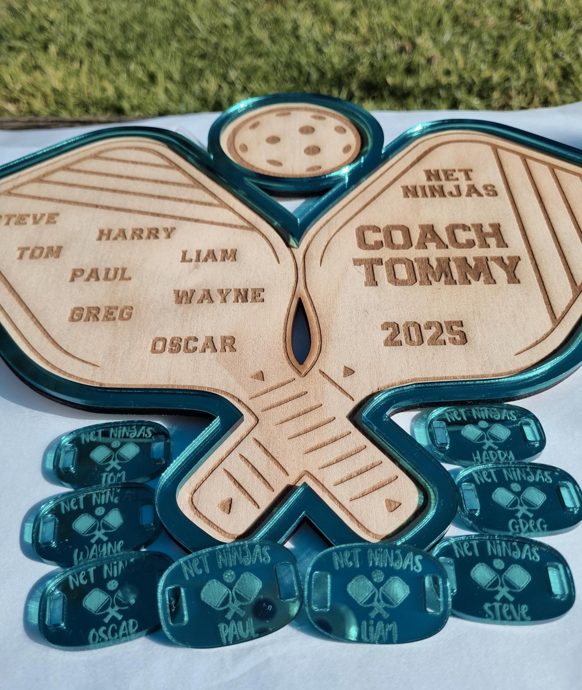 Personalised Pickleball Coach Gift Set, Pickleball Team Gift, Custom Shoe Tags, Pickleball Plaque, End of Season Award