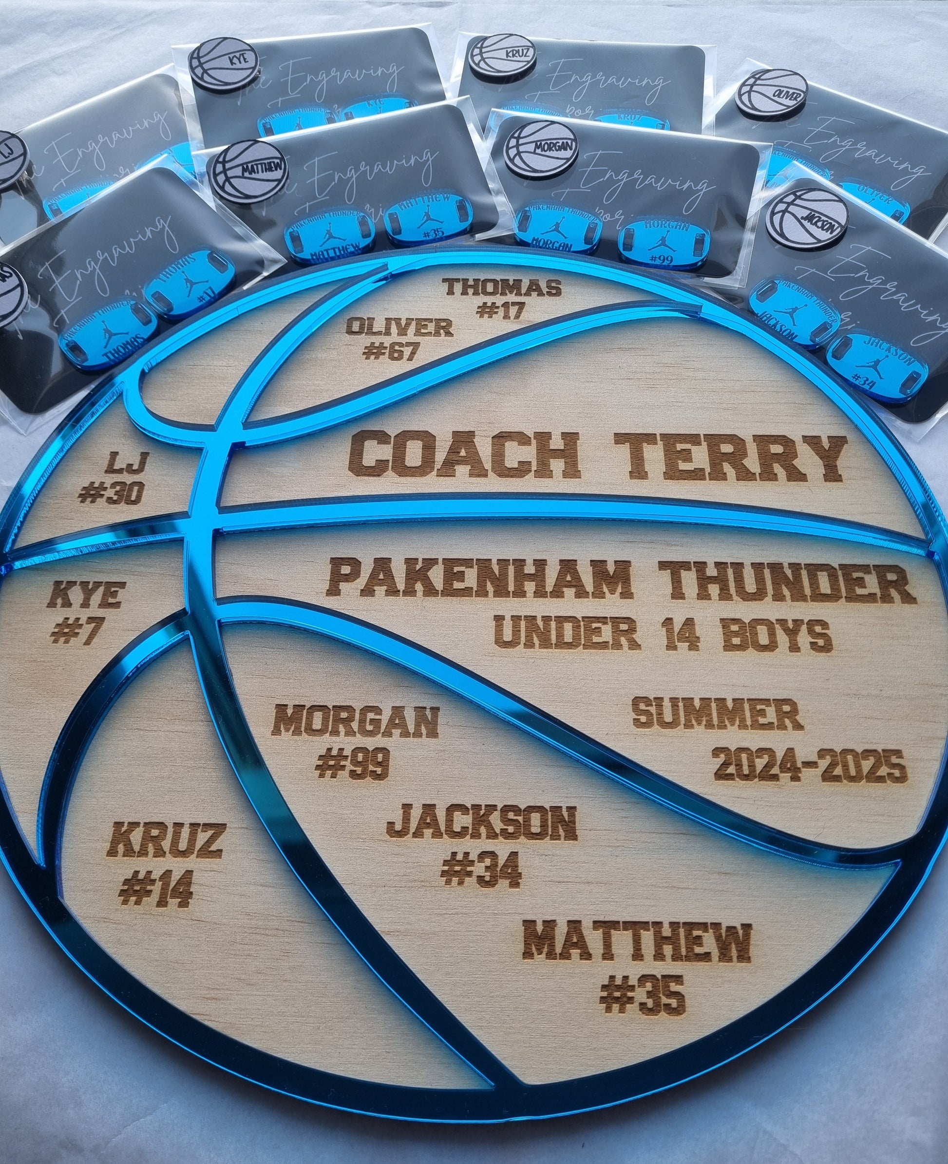 Basketball Coach & Team Gift Set – Personalised Plaque & Shoe Tags