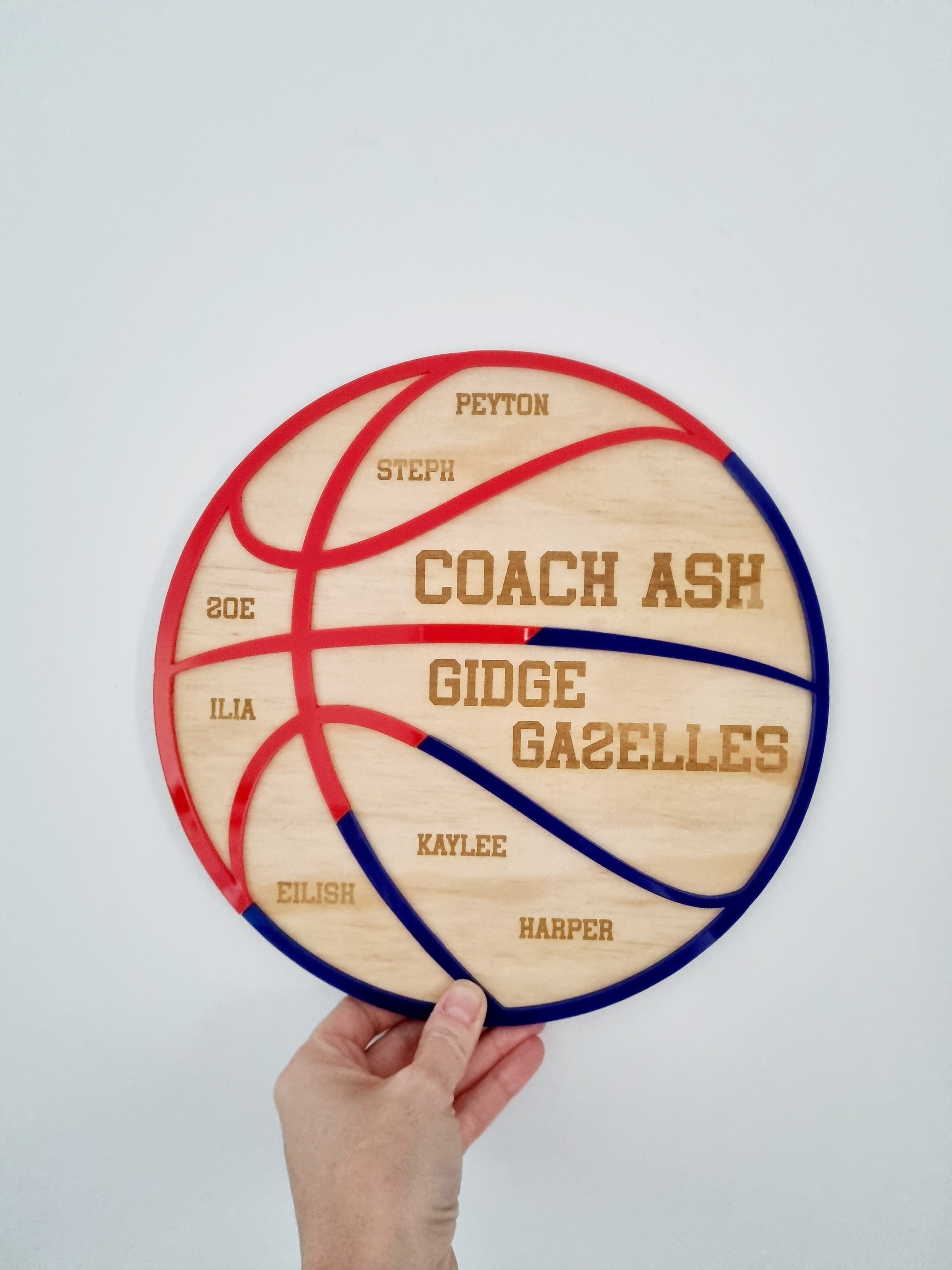 Basketball Coach Gift Plaque - Unique 2-Colour Design Team Gift