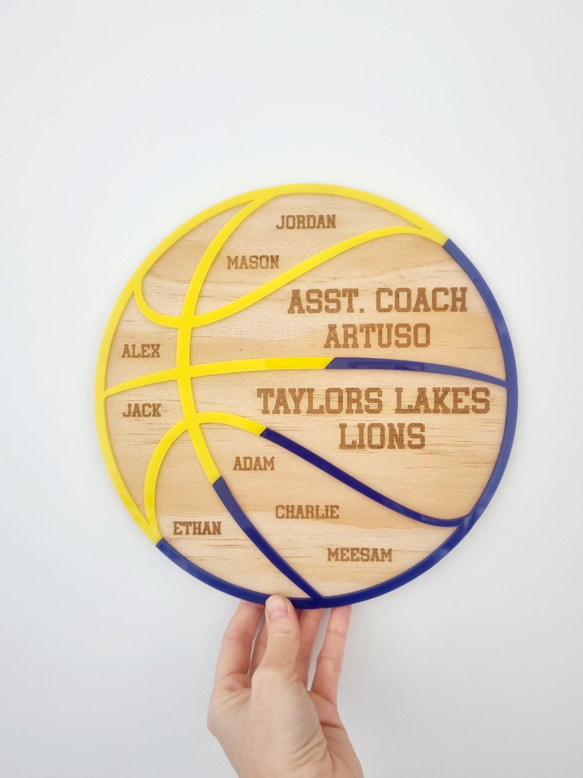 Basketball Coach Gift Plaque - Unique 2-Colour Design Team Gift