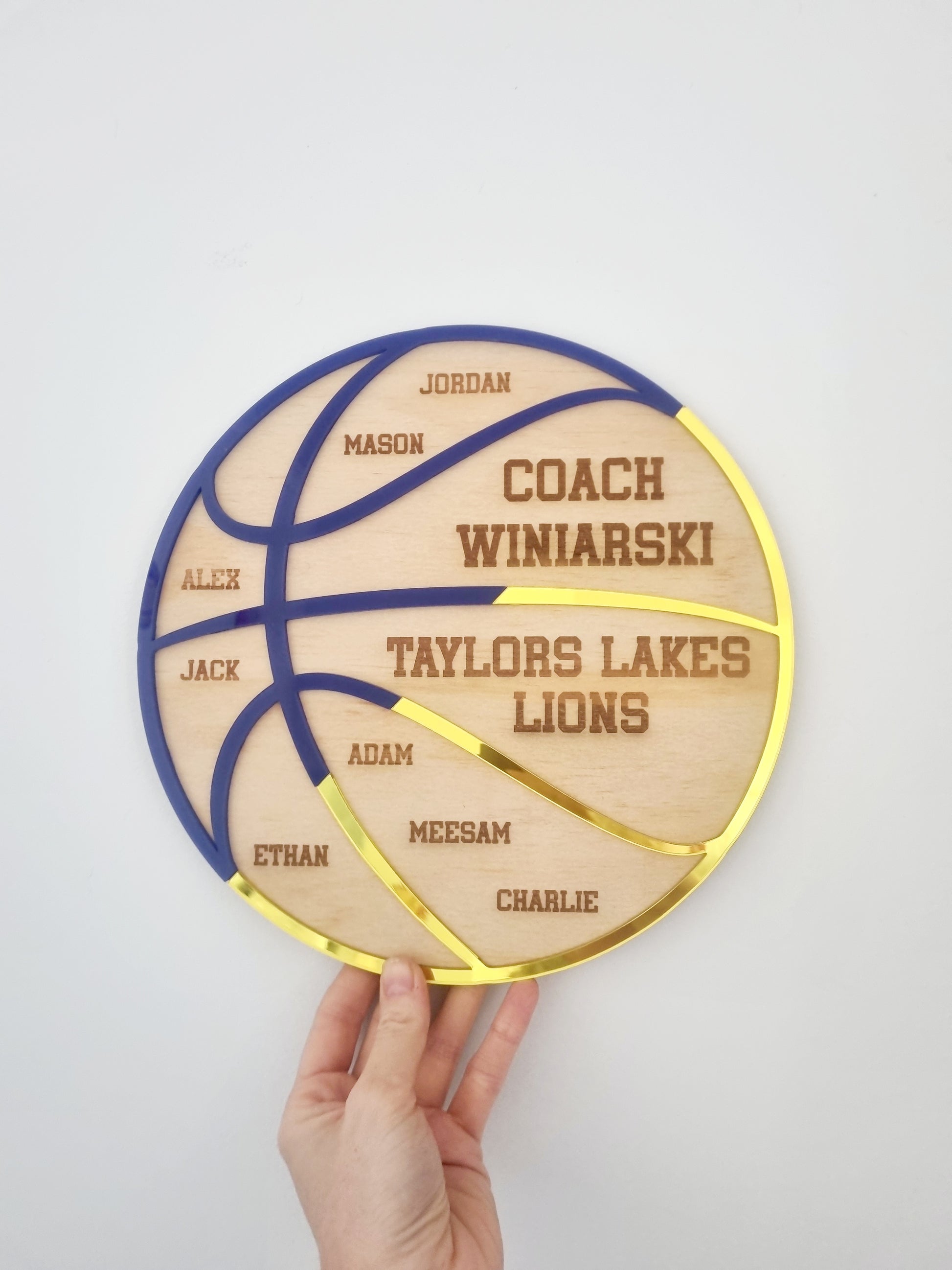 Basketball Coach Gift Plaque - Unique 2-Colour Design Team Gift