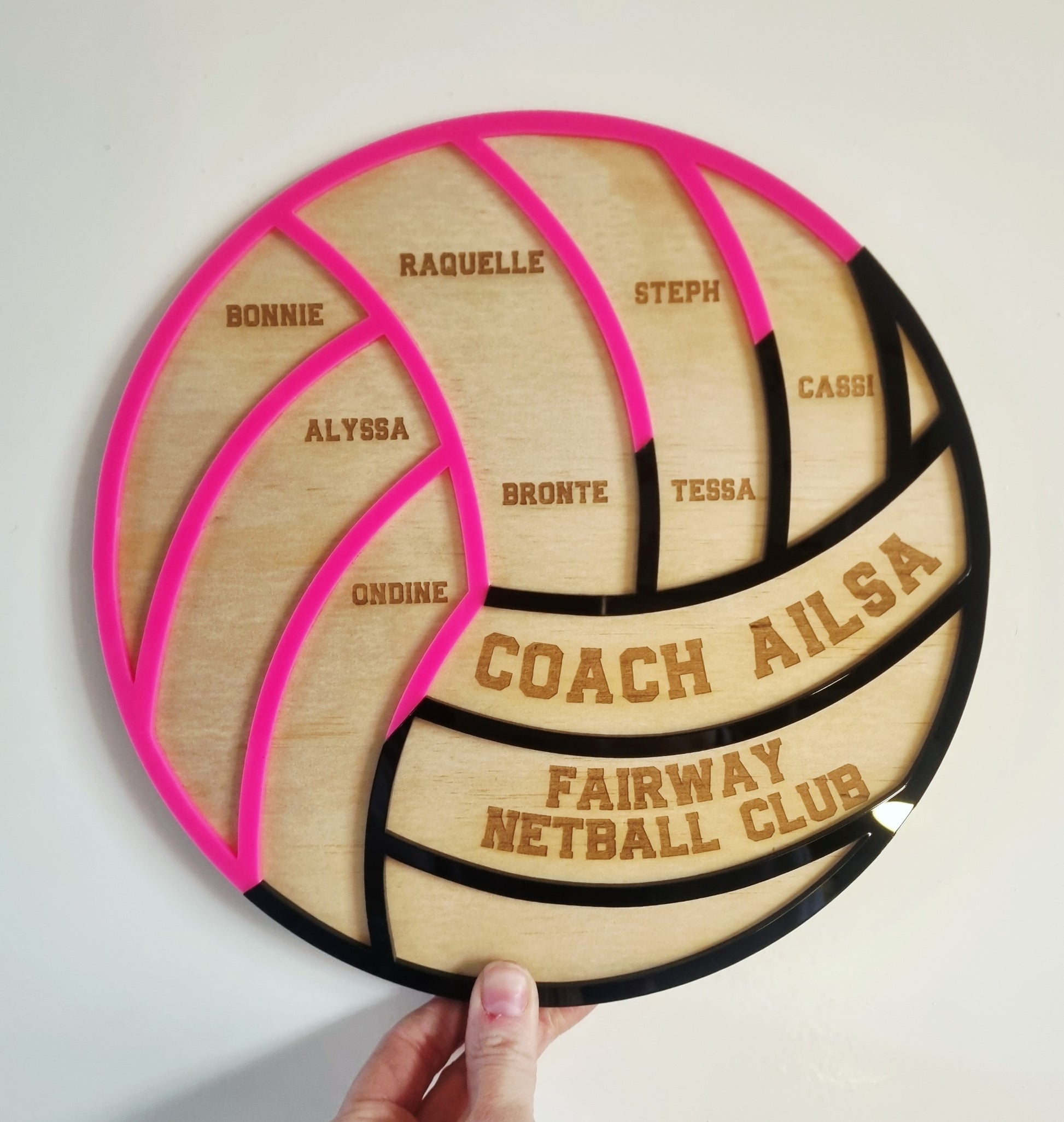 Netball Coach Gift – Unique Multi-Colour Acrylic Team Plaque