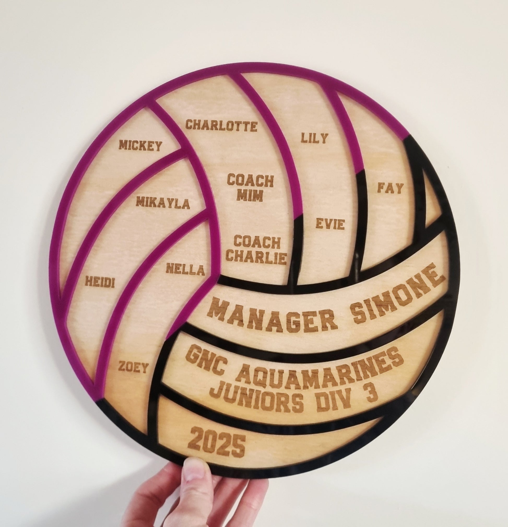 Netball Coach Gift – Unique Multi-Colour Acrylic Team Plaque