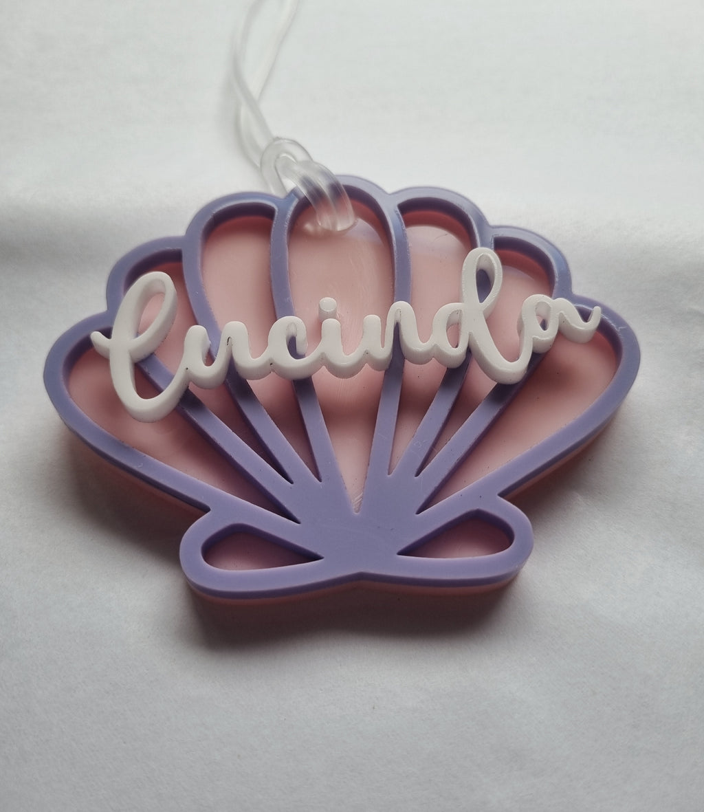 Mermaid Shell Bag Tag - Custom Mermaid Backpack Label