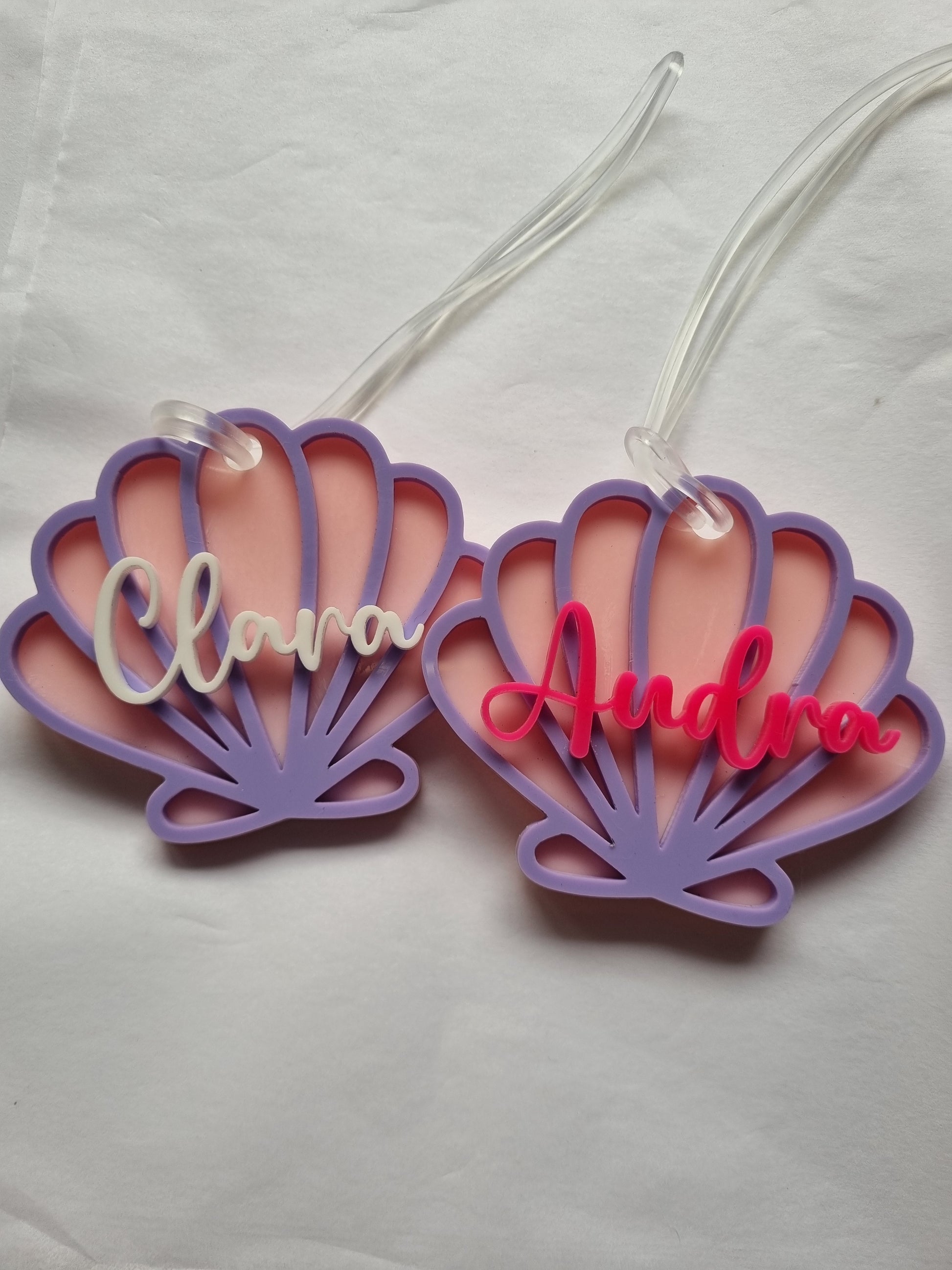 Mermaid Shell Bag Tag - Custom Mermaid Backpack Label