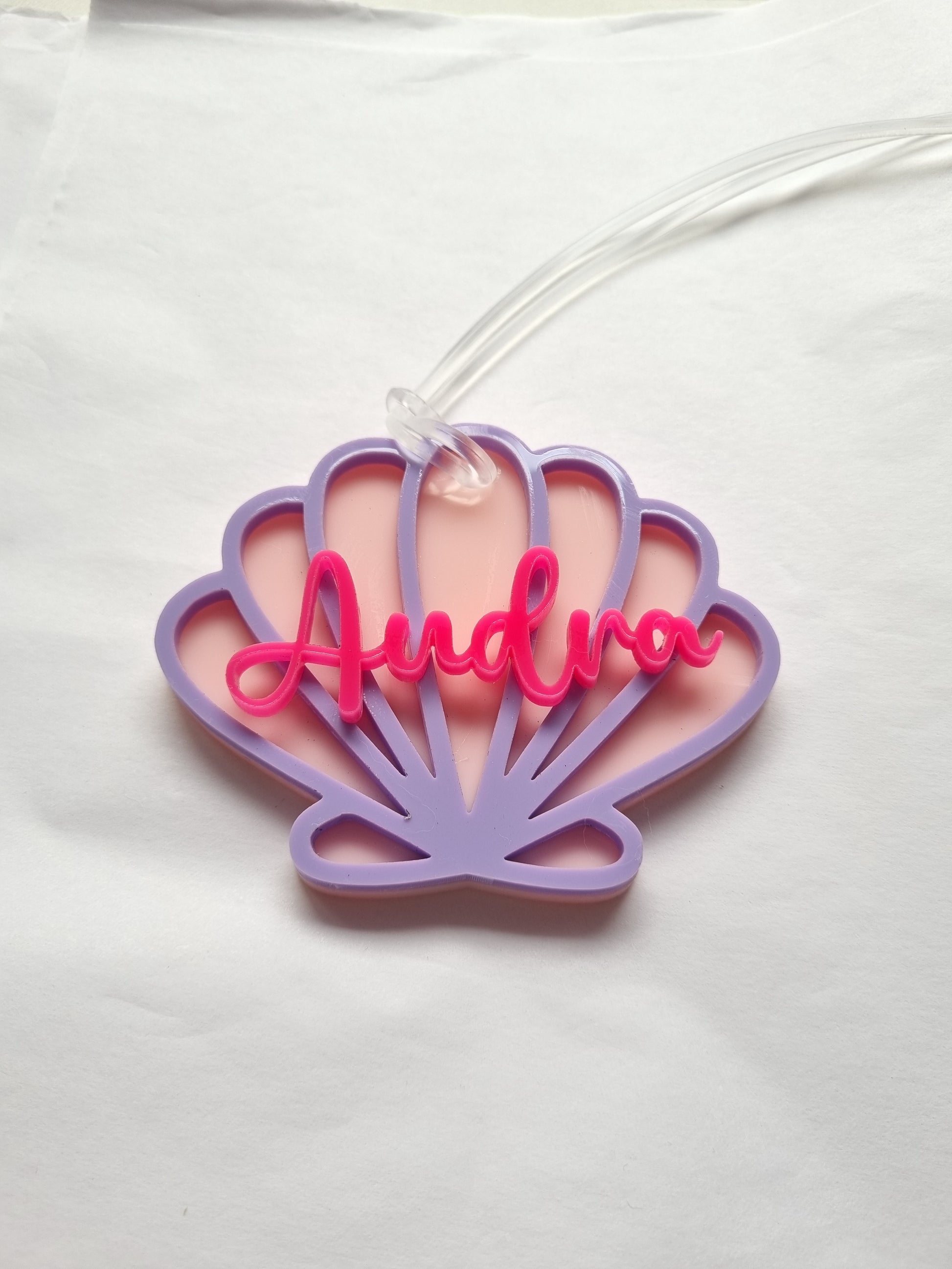 Mermaid Shell Bag Tag - Custom Mermaid Backpack Label