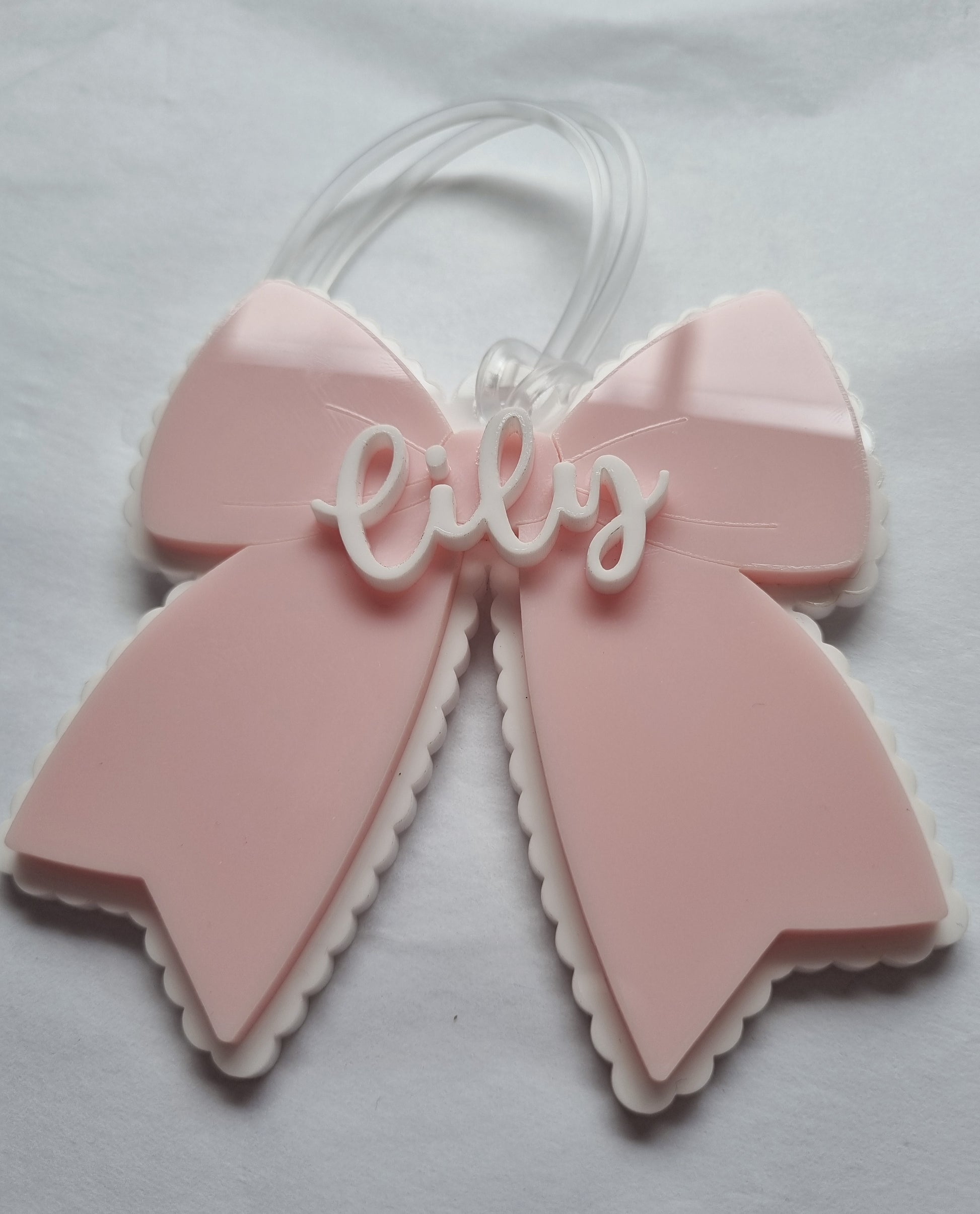 Bow Bag Tag - Personalised Name Label for School or Daycare