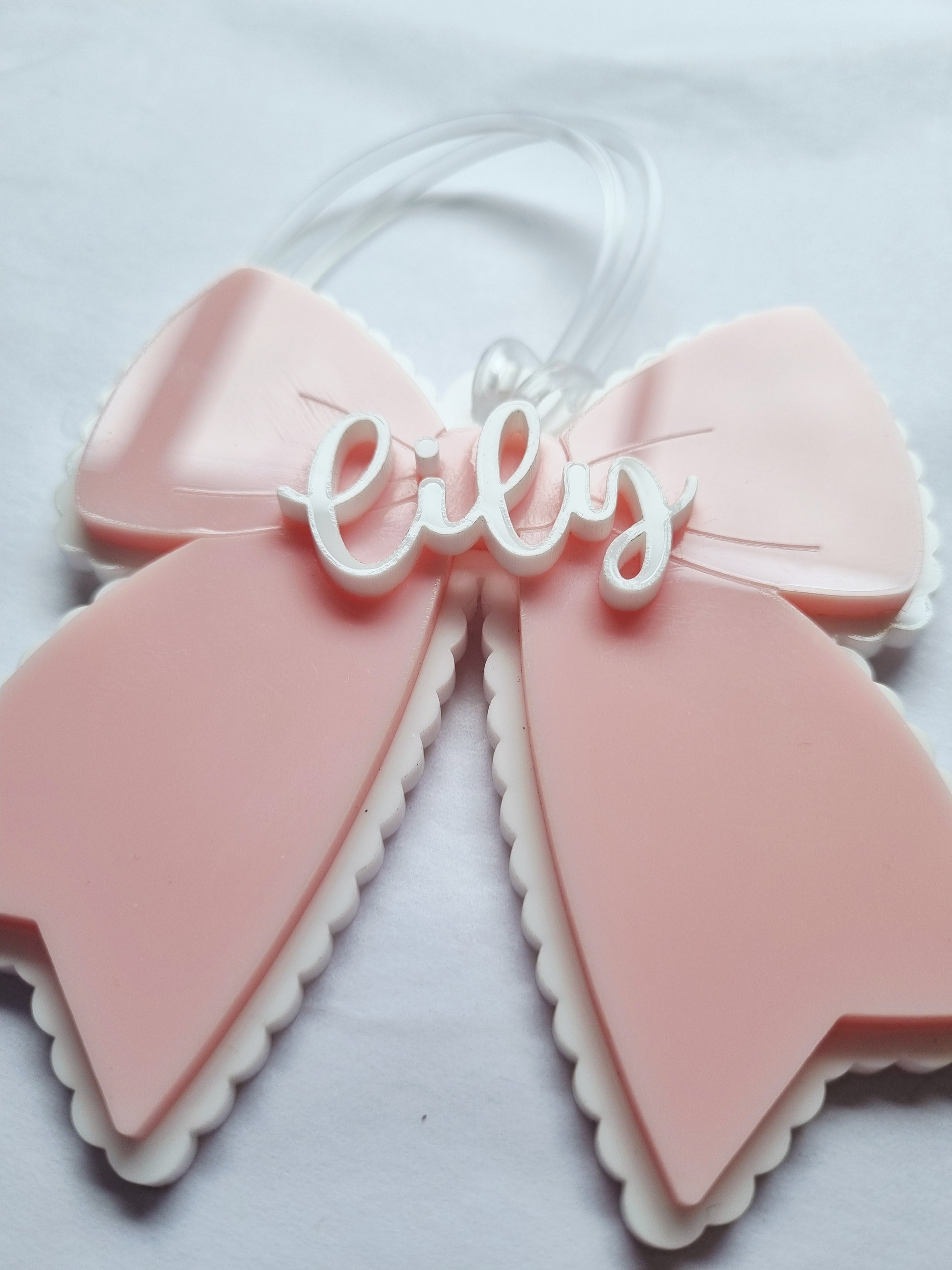 Bow Bag Tag - Personalised Name Label for School or Daycare