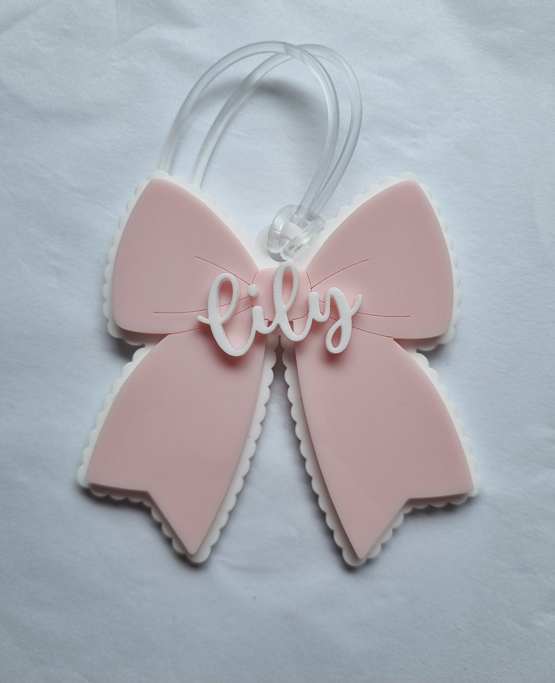 Bow Bag Tag - Personalised Name Label for School or Daycare