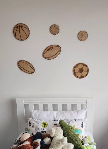 Sports Ball Wall Decor Set of 6 – Wooden Sports Room Decor