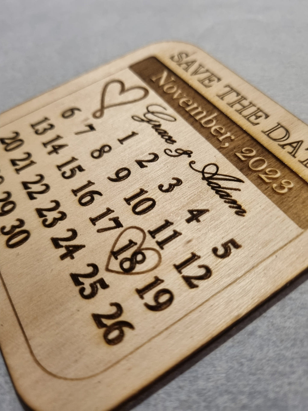 Personalised Wedding Save The Date Invitation, Unique Magnetic Wooden Engraved Save The Date
