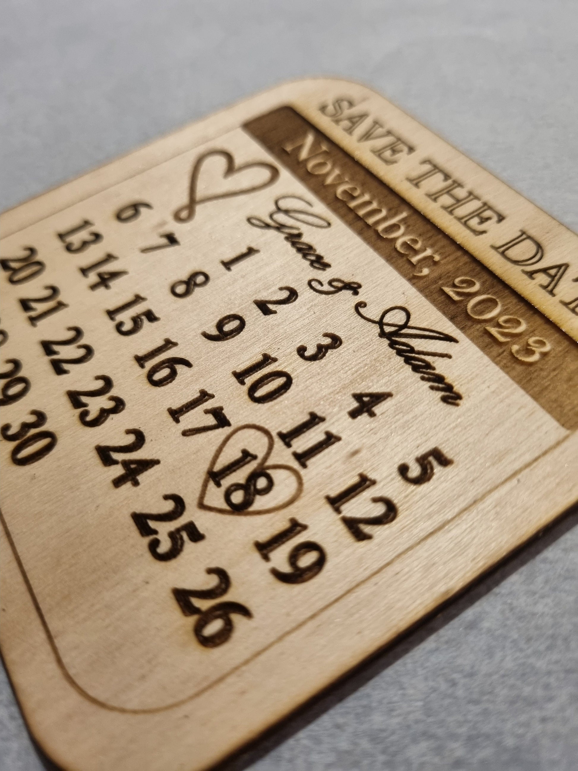 Personalised Wedding Save The Date Invitation, Unique Magnetic Wooden Engraved Save The Date