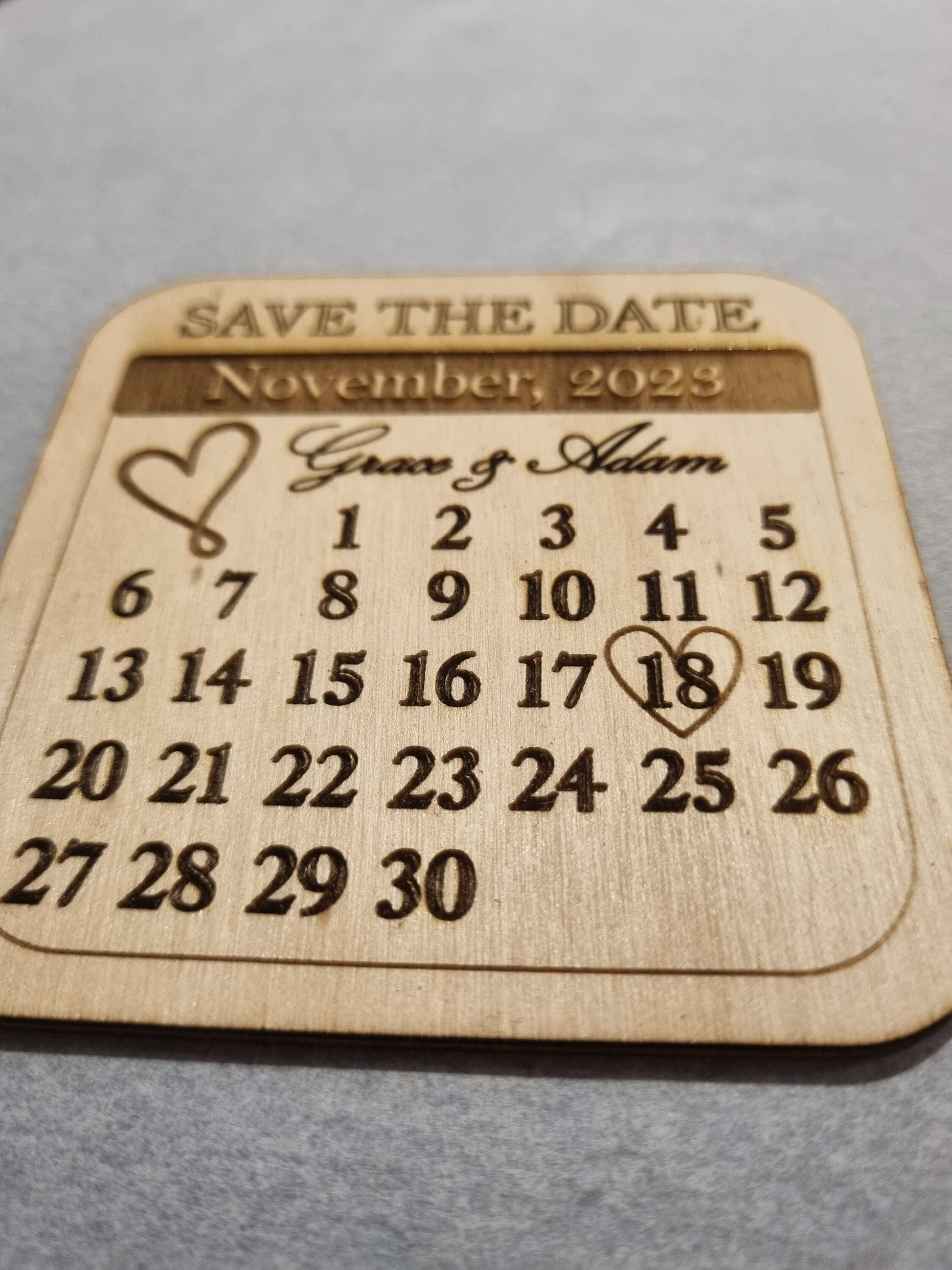 Personalised Wedding Save The Date Invitation, Unique Magnetic Wooden Engraved Save The Date