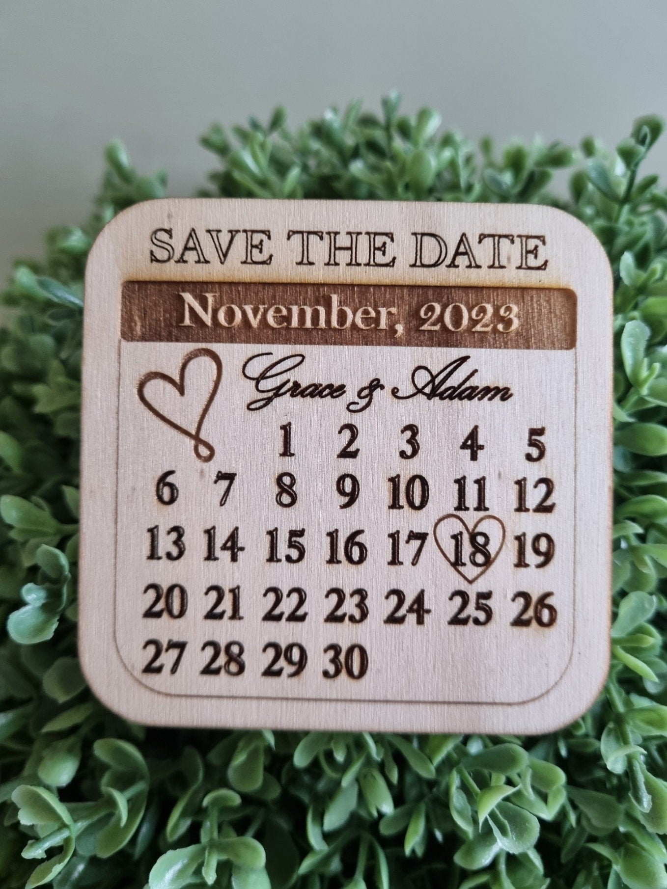 Personalised Wedding Save The Date Invitation, Unique Magnetic Wooden Engraved Save The Date