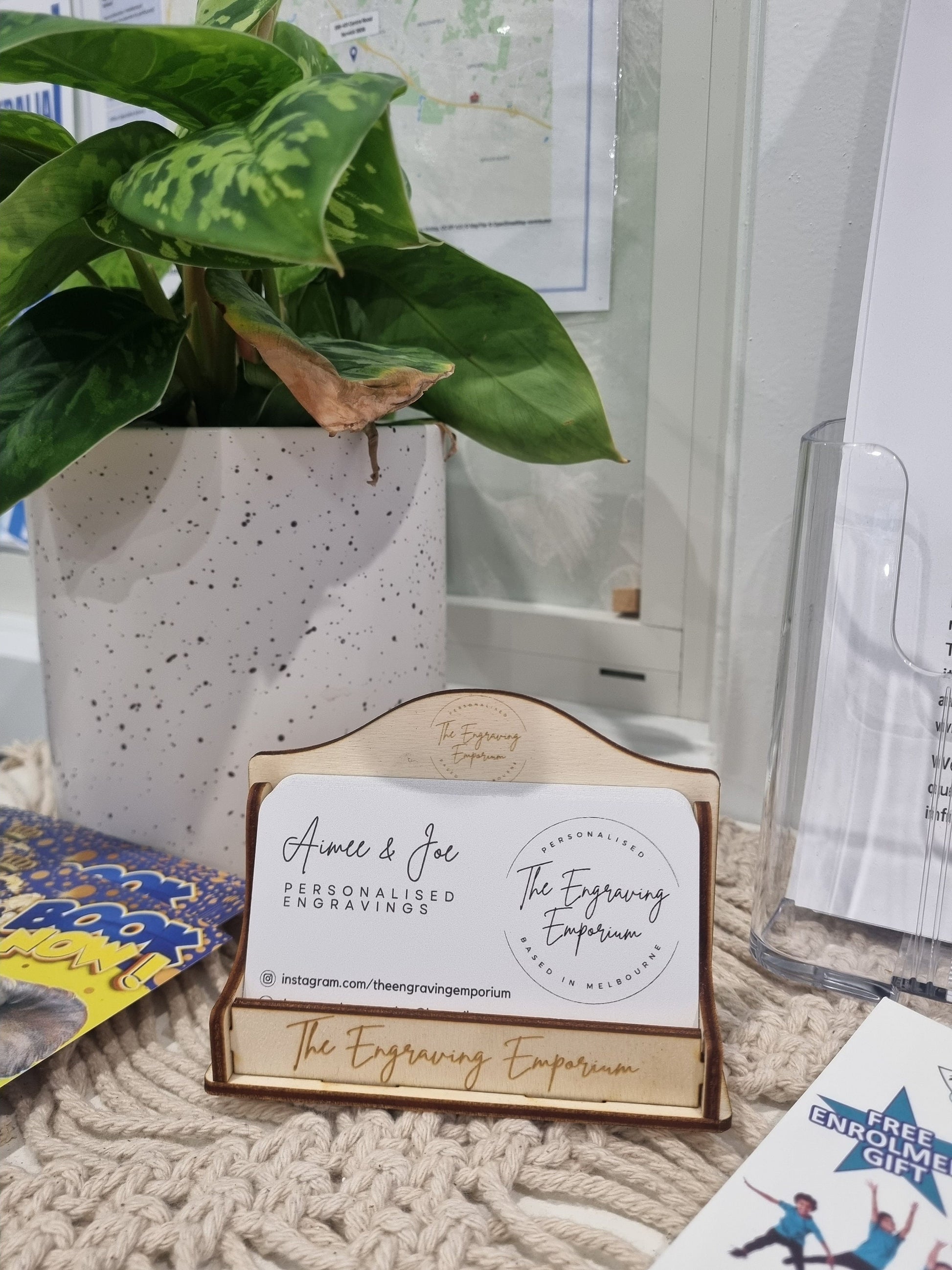 Wooden Personalised Business Card Holder, Small Business, Business Card Display