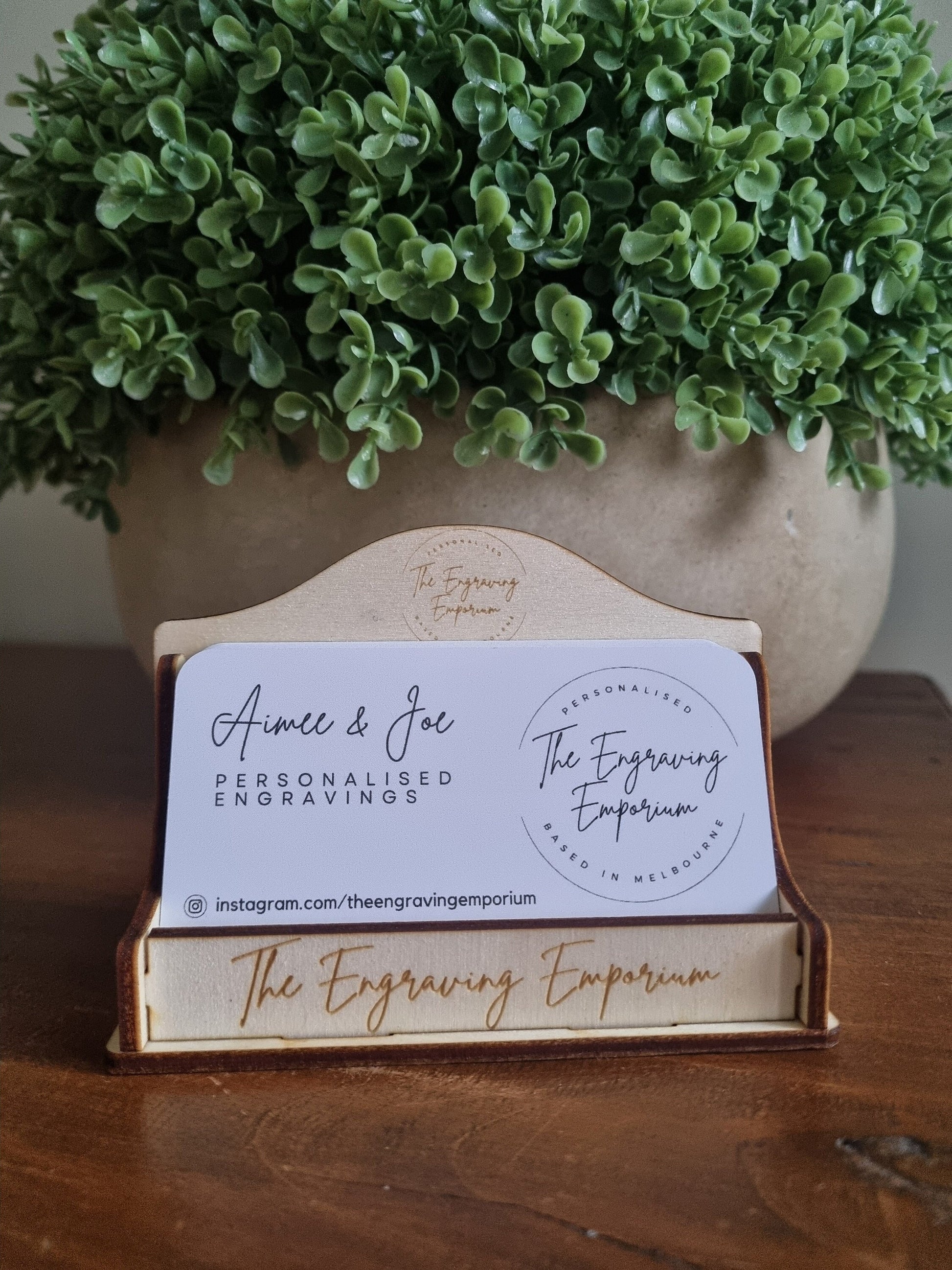 Wooden Personalised Business Card Holder, Small Business, Business Card Display