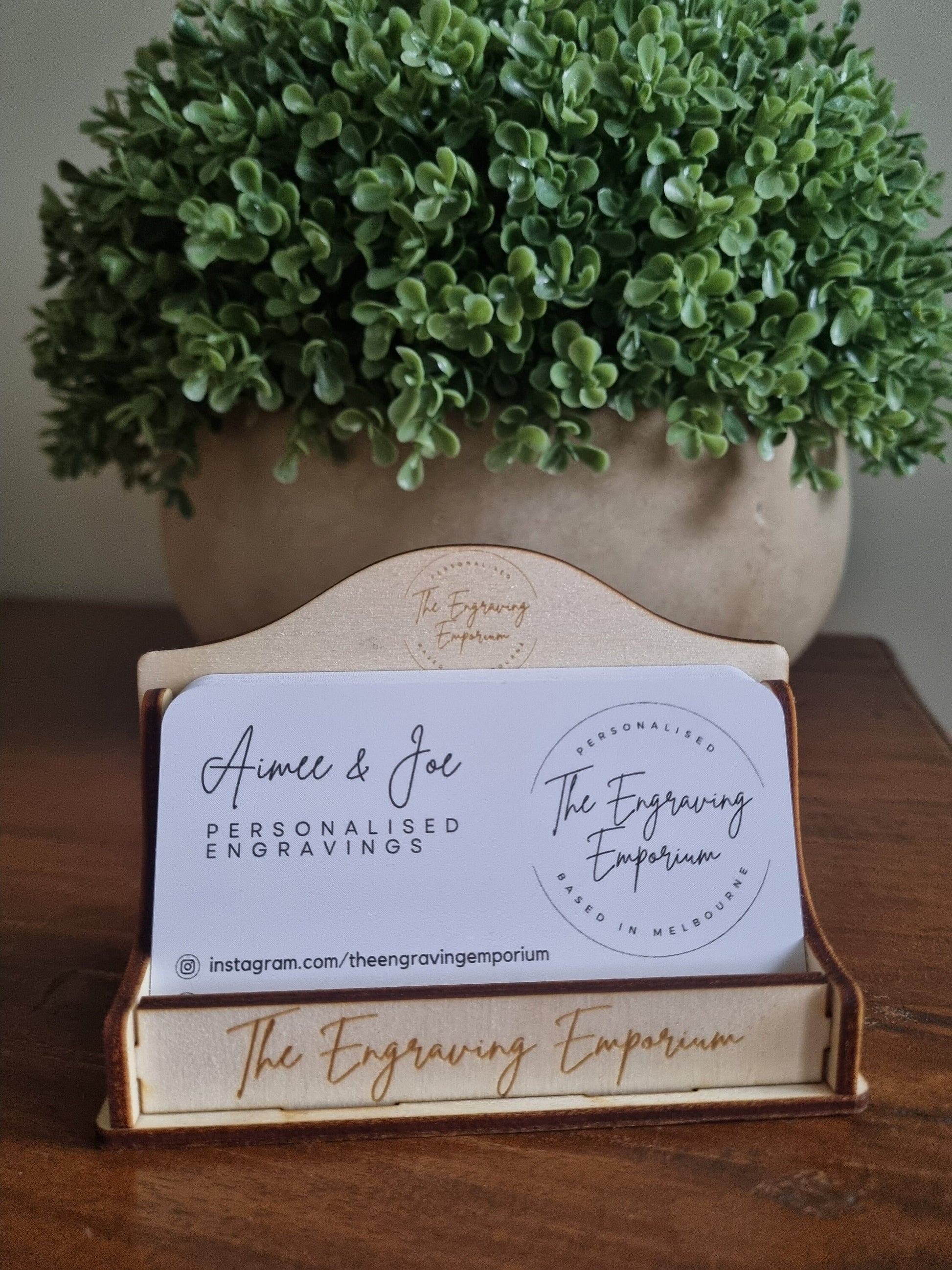 Wooden Personalised Business Card Holder, Small Business, Business Card Display
