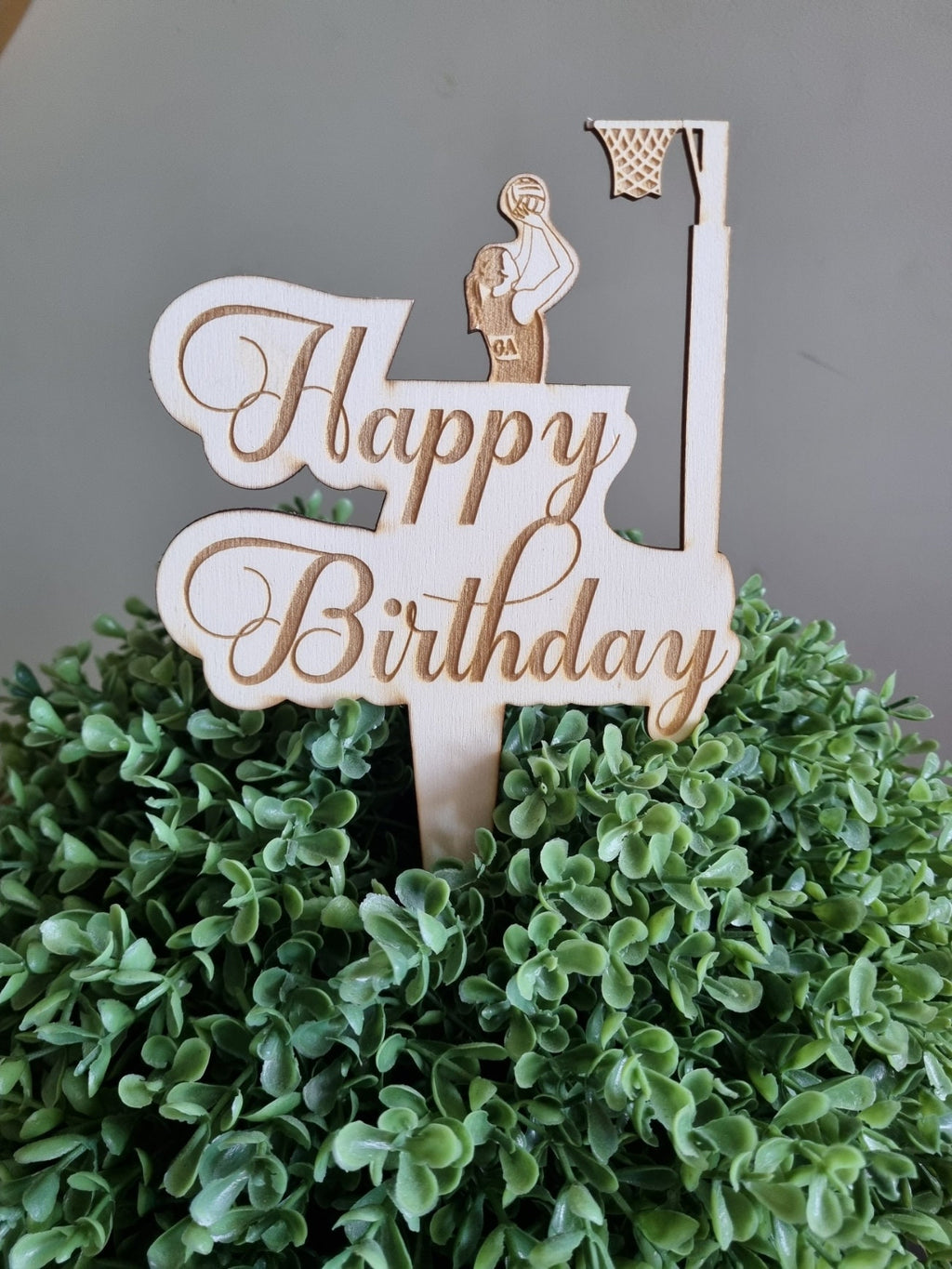 Netball Themed Happy Birthday Cake Topper, Personalised Birthday Decoration