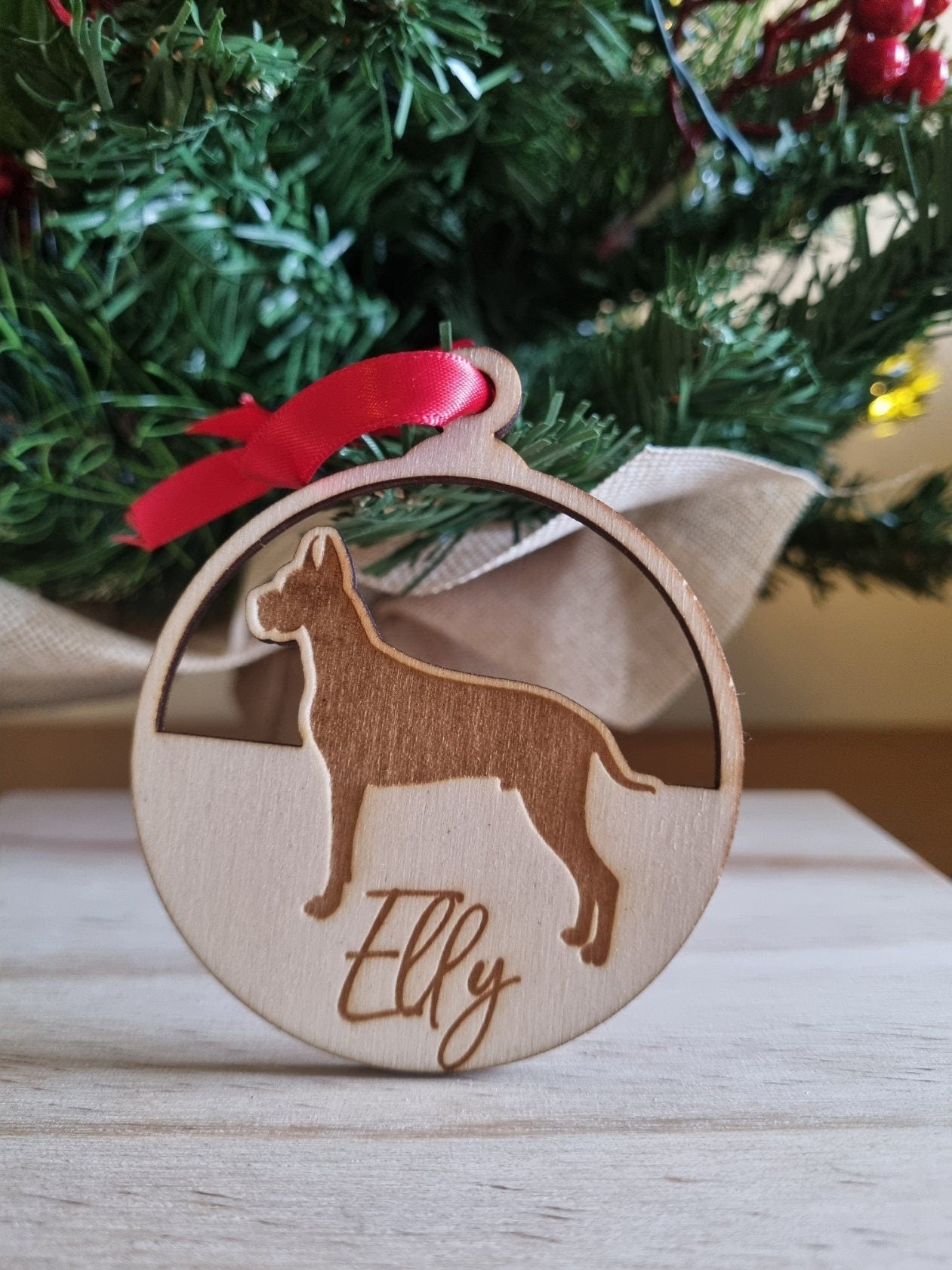 Dog Breed Personalised Engraved Christmas Ornament, Pet Ornament
