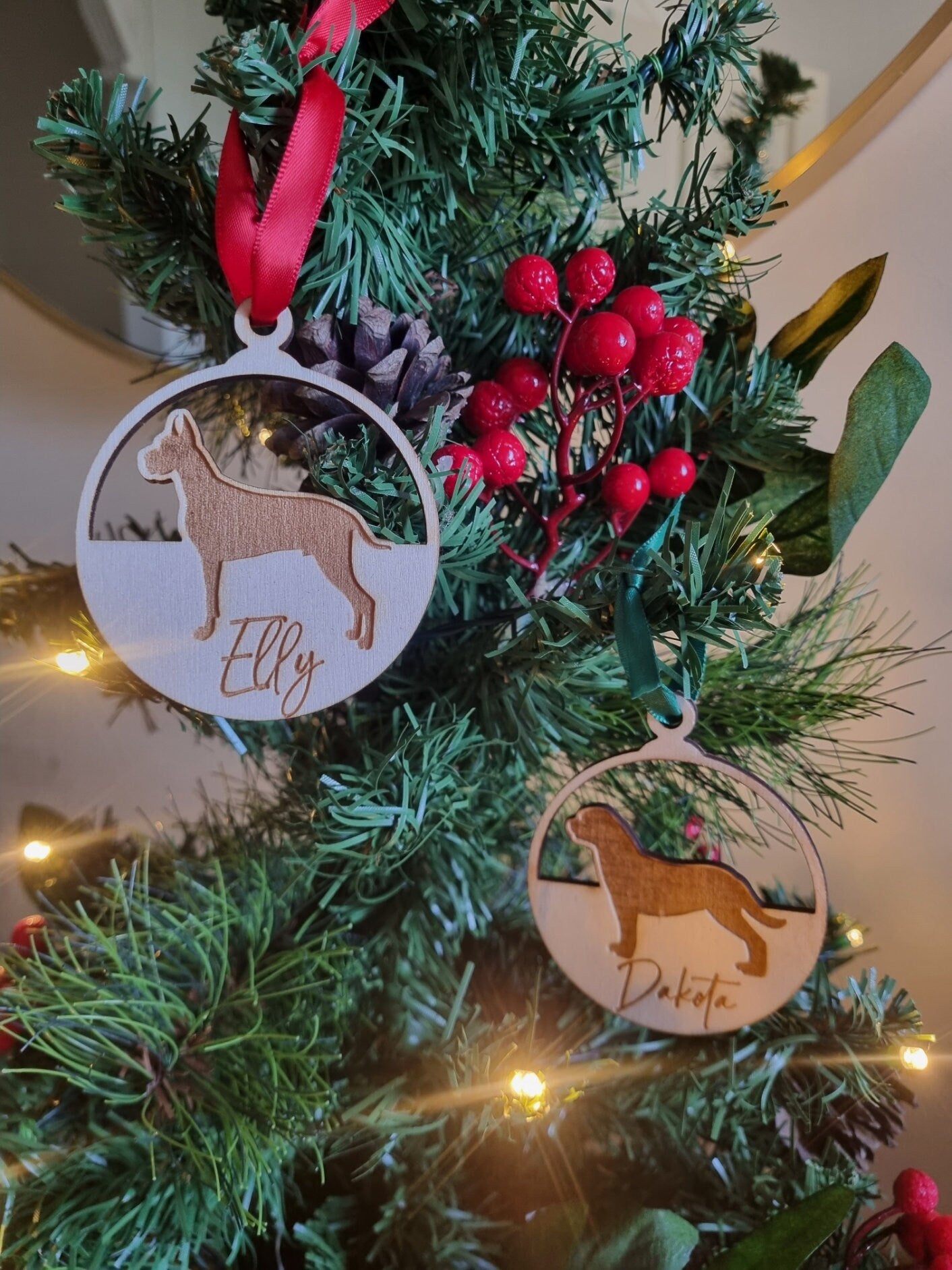 Dog Breed Personalised Engraved Christmas Ornament, Pet Ornament