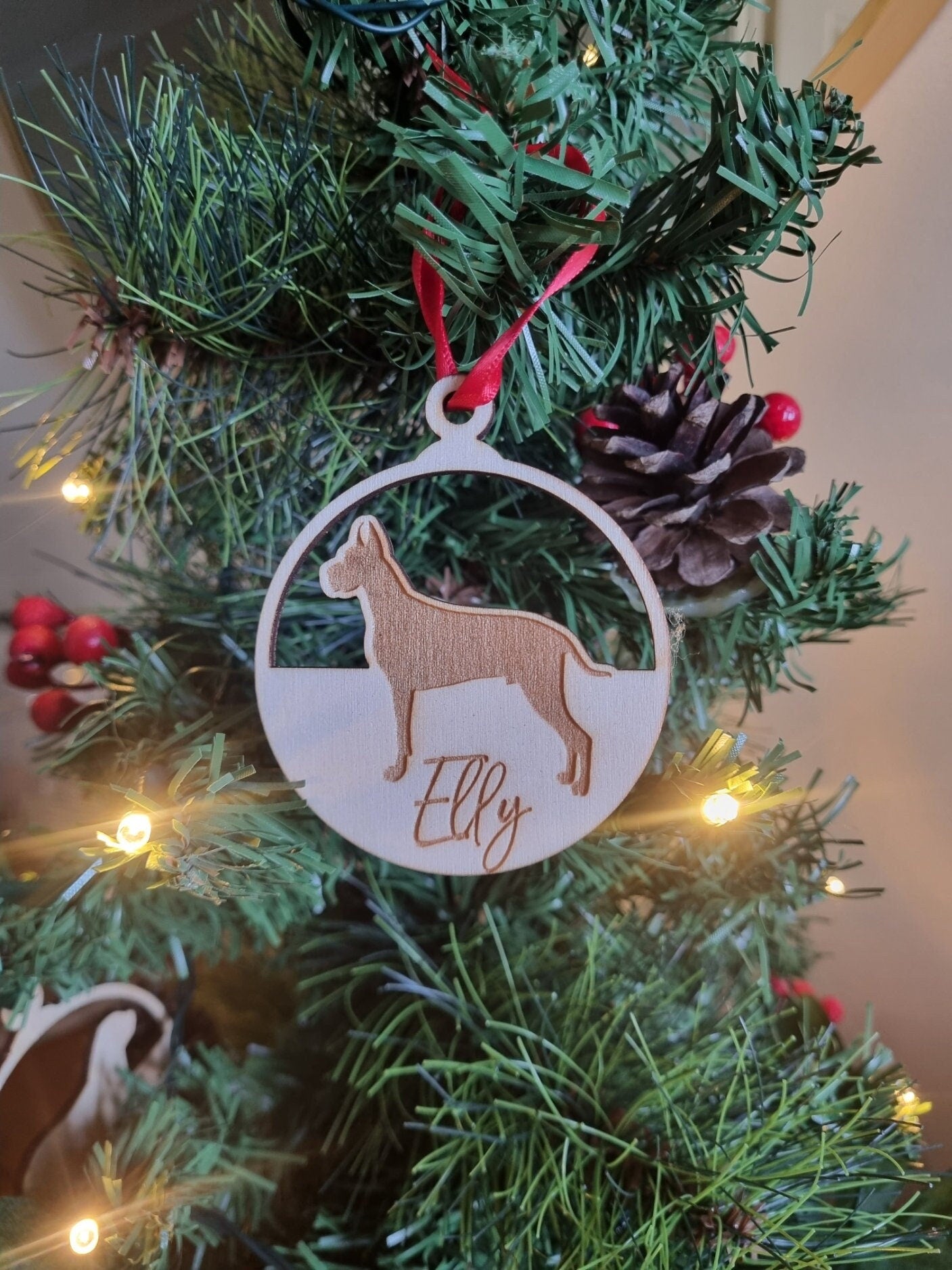 Dog Breed Personalised Engraved Christmas Ornament, Pet Ornament