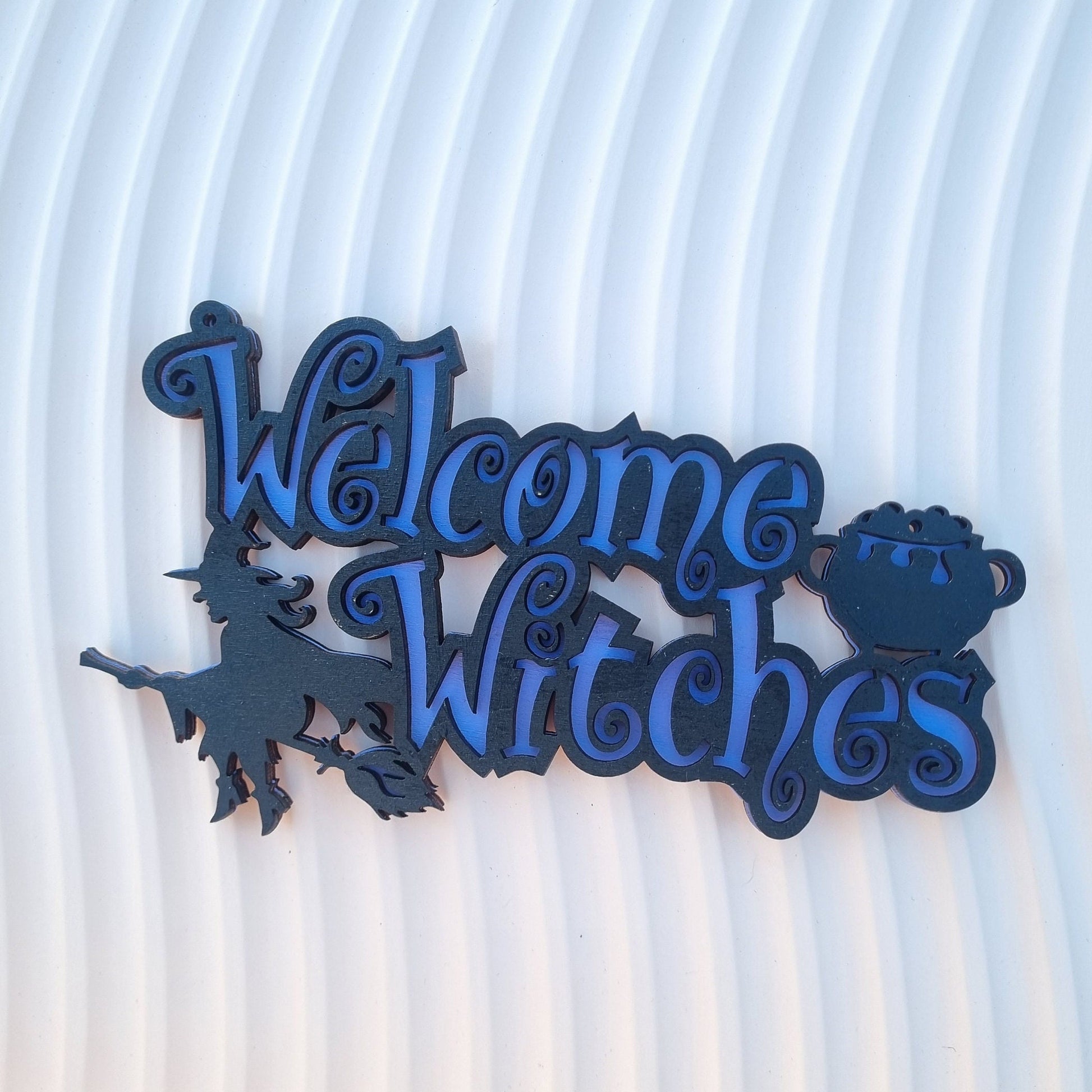 Halloween Welcome Witches Door Sign, Hand Painted Sign, Door Decoration, Wreath