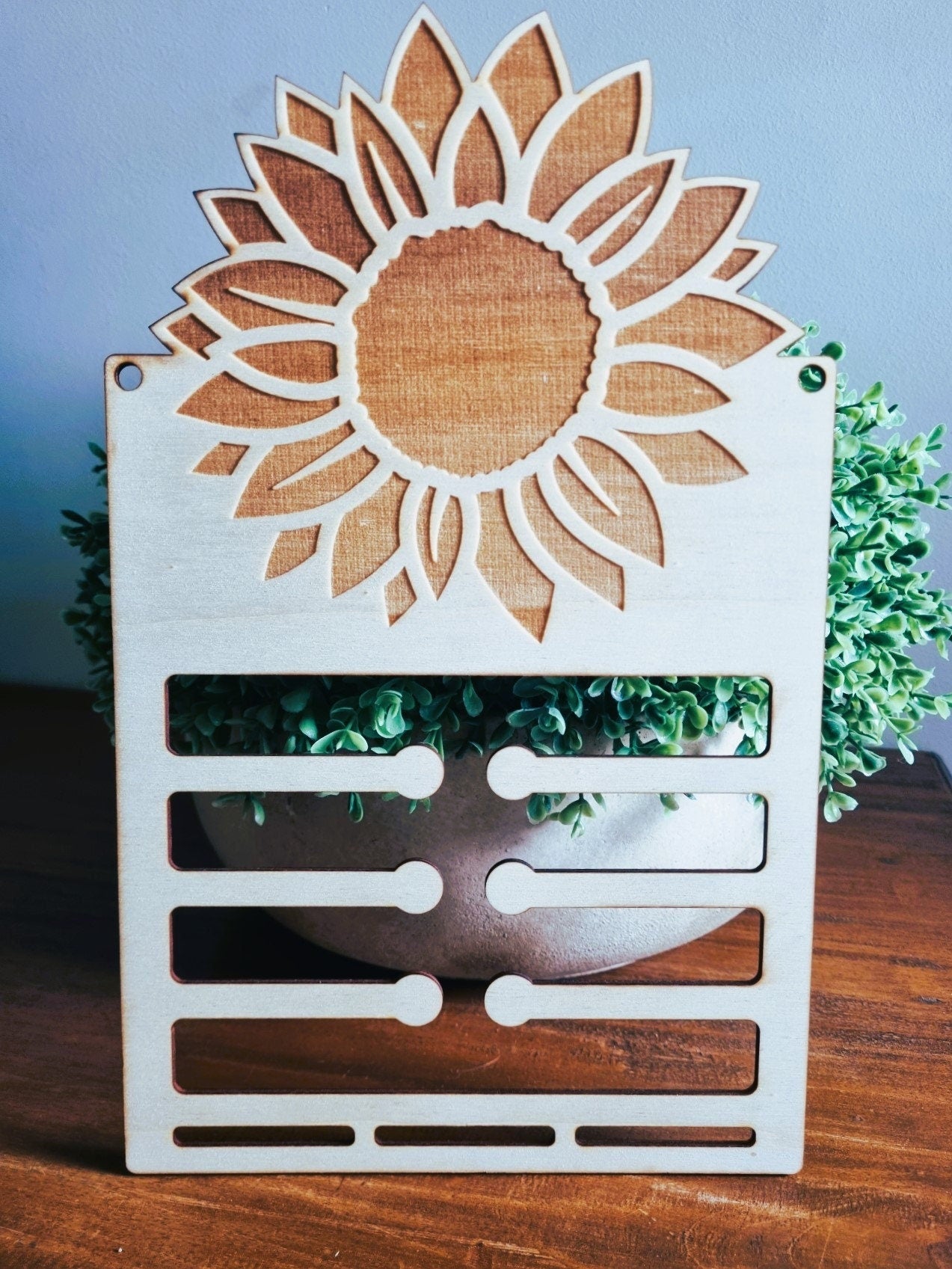 Sunflower Headband and Hair Bow Holder, Boho Bedroom Decor, Girls Bedroom Decoration, Laser Engraved
