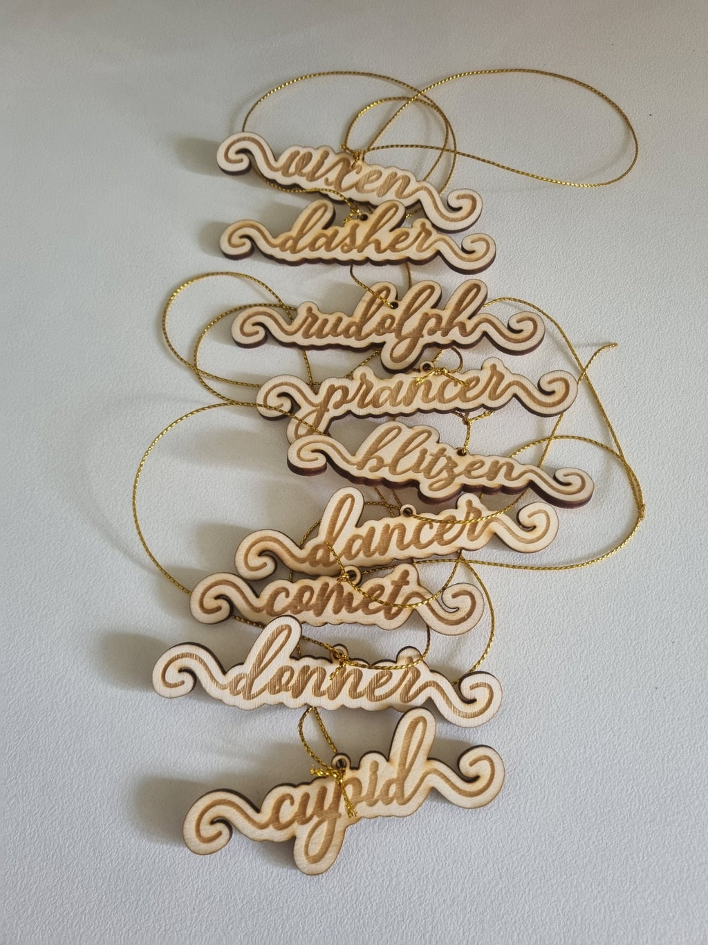 Reindeer Name Ornament Set of 9, Christmas Gift, Tree Decorations