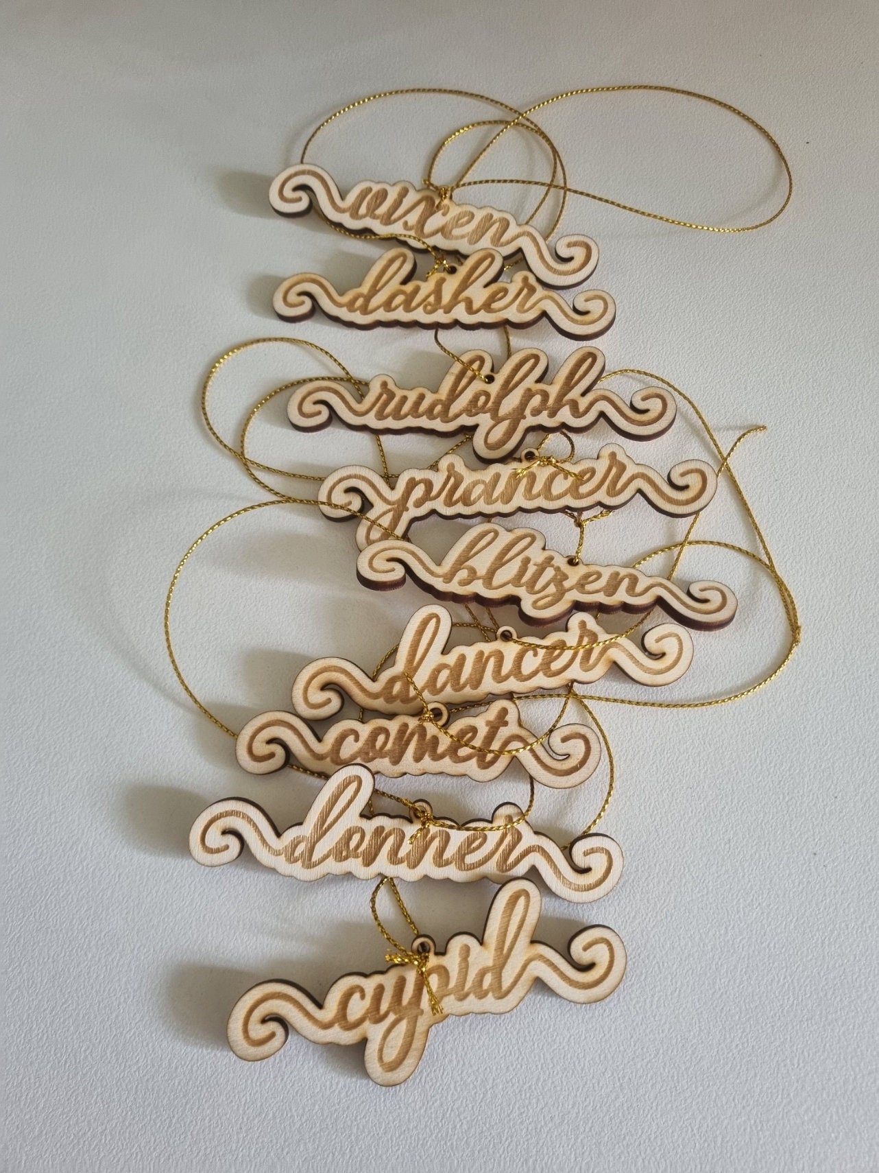 Reindeer Name Ornament Set of 9, Christmas Gift, Tree Decorations