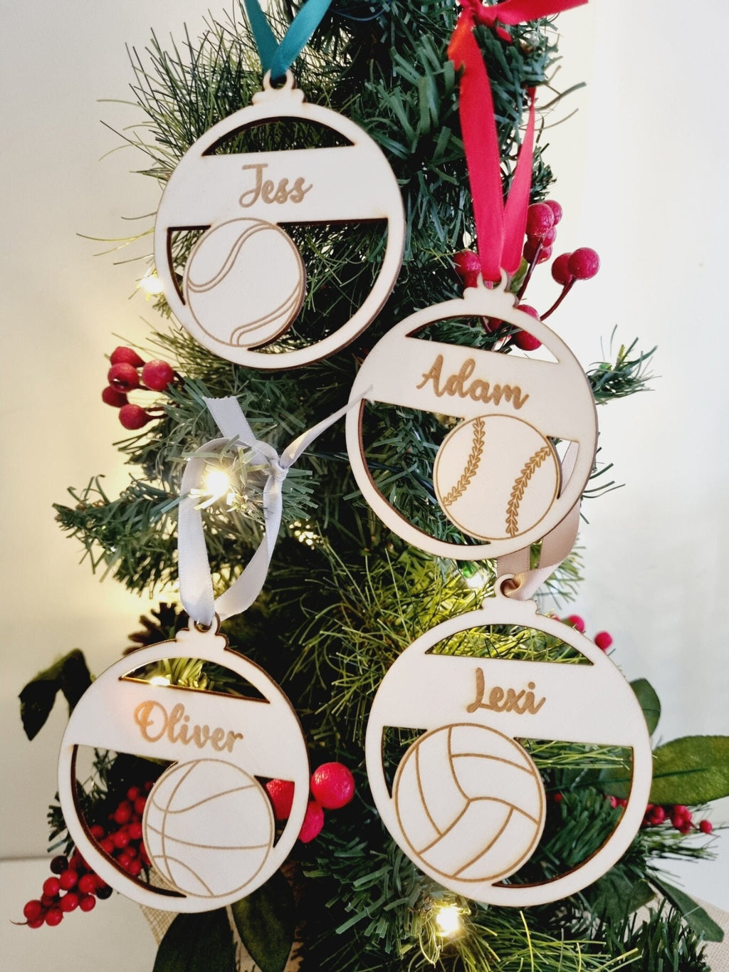 Personalised Sports Christmas Ornament, Cricket, Tennis, Volleyball, Basketball