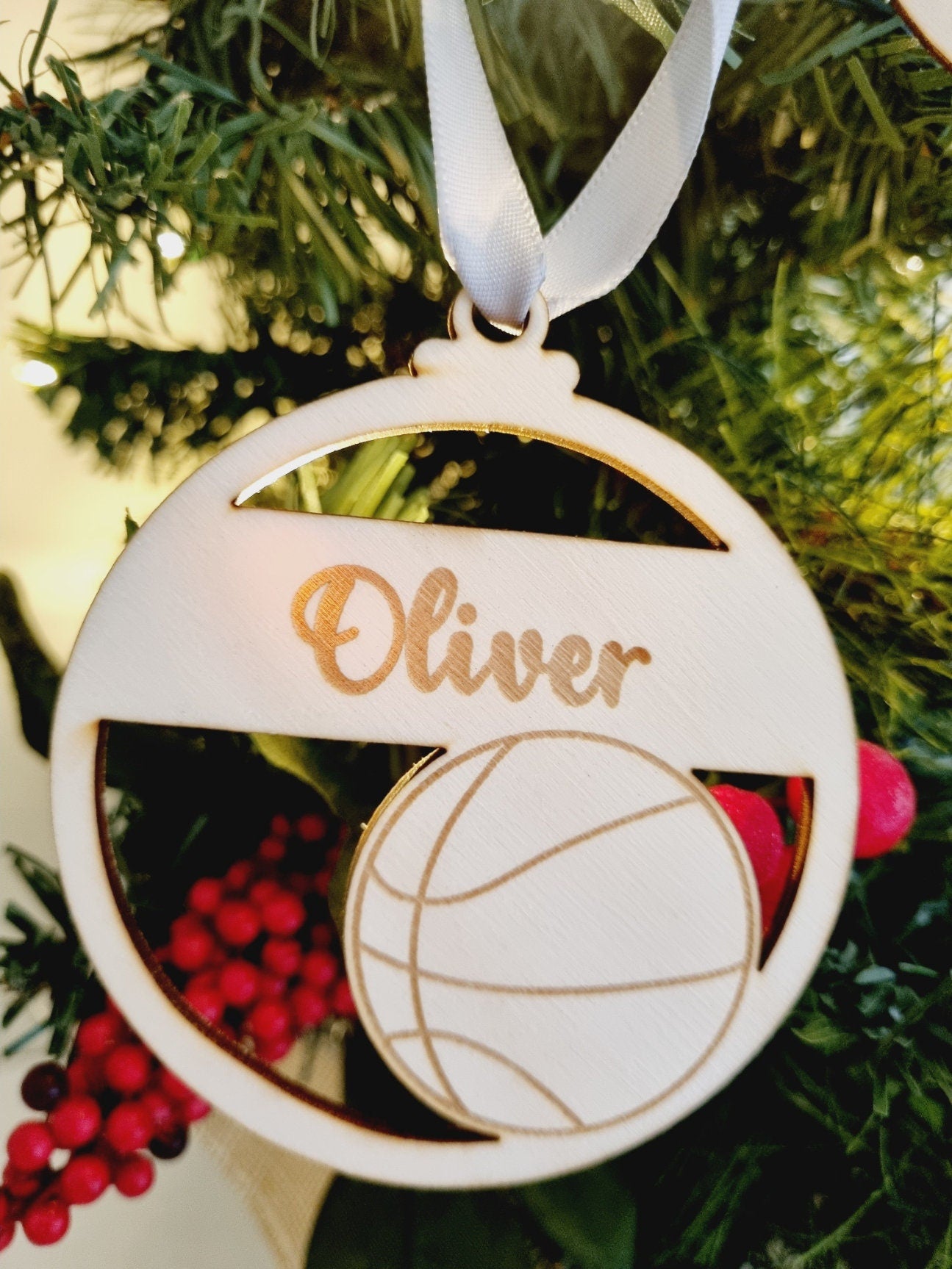 Personalised Sports Christmas Ornament, Cricket, Tennis, Volleyball, Basketball