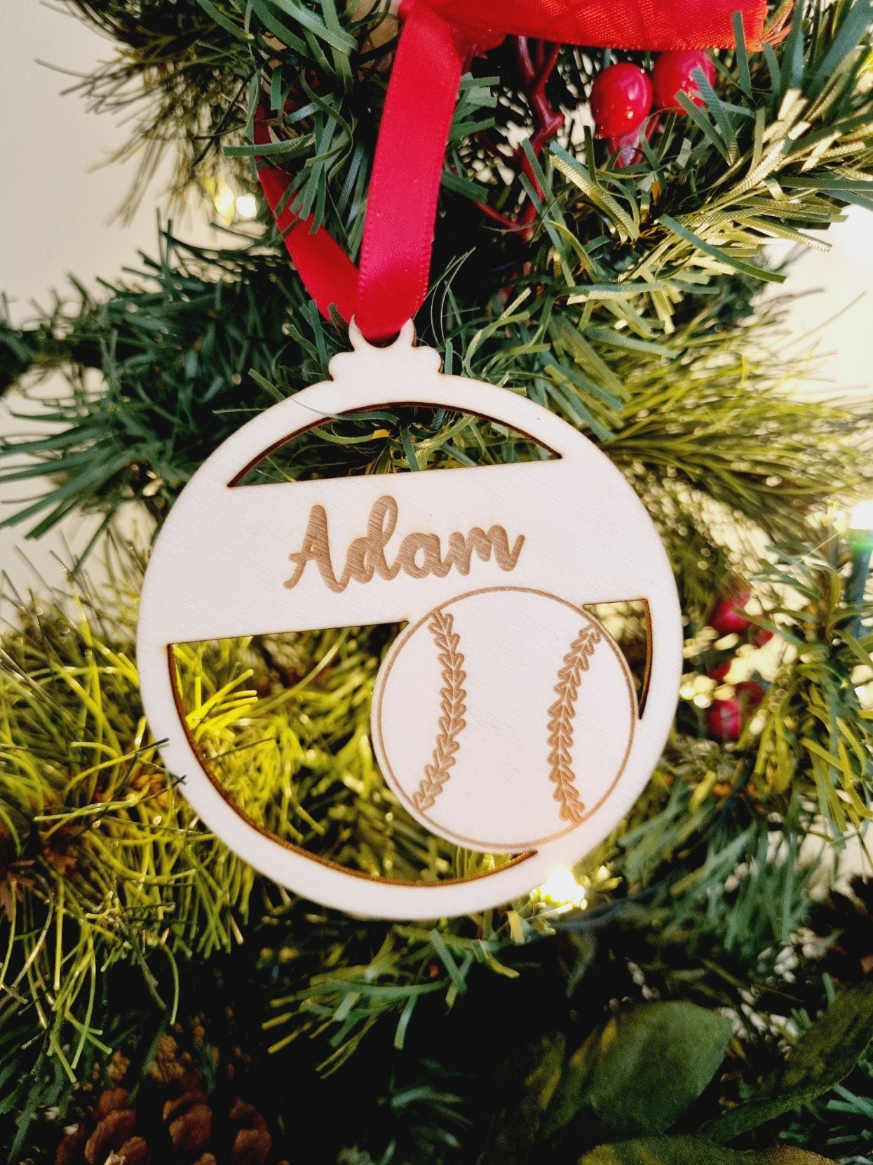 Personalised Sports Christmas Ornament, Cricket, Tennis, Volleyball, Basketball