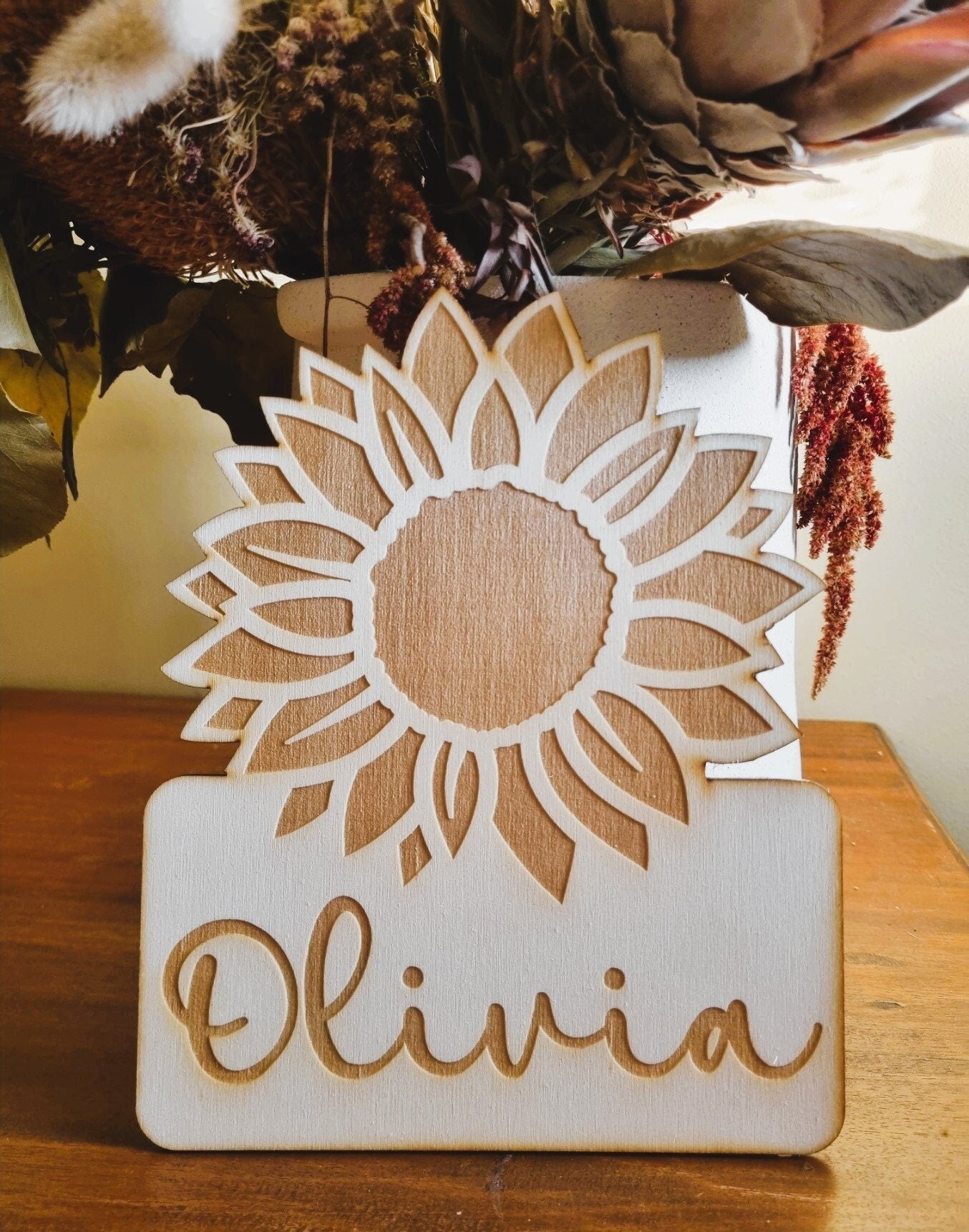 Sunflower Personalised Door Sign, Personalised Name Sign, Girls Room, Boho Bedroom Decor