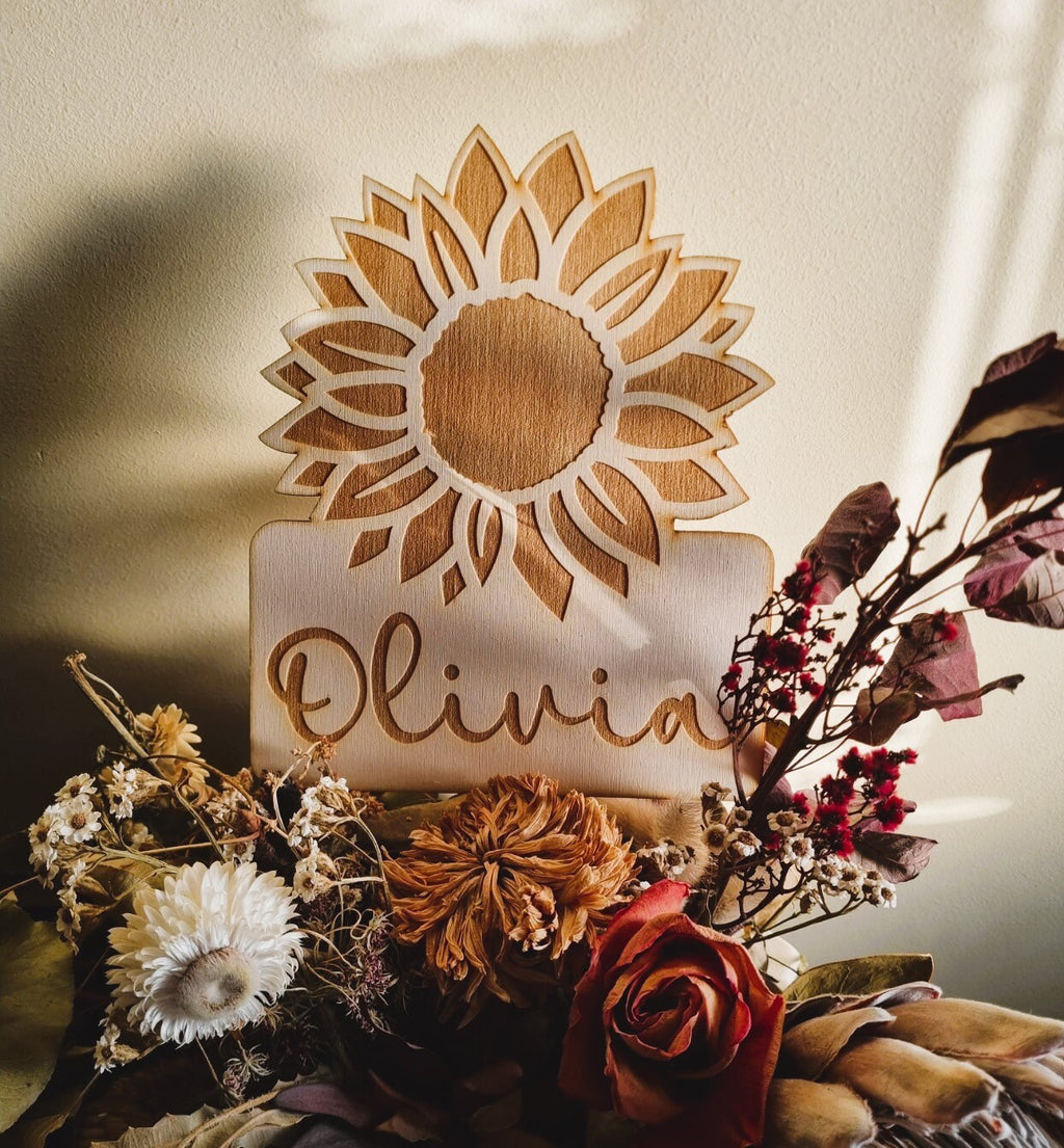 Sunflower Personalised Door Sign, Personalised Name Sign, Girls Room, Boho Bedroom Decor