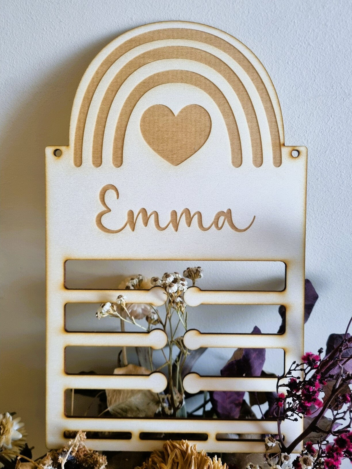 Rainbow Personalised Hair Accessory Organiser, Boho Bedroom Decor, Girls Bedroom Decoration, Hanging Headband Display