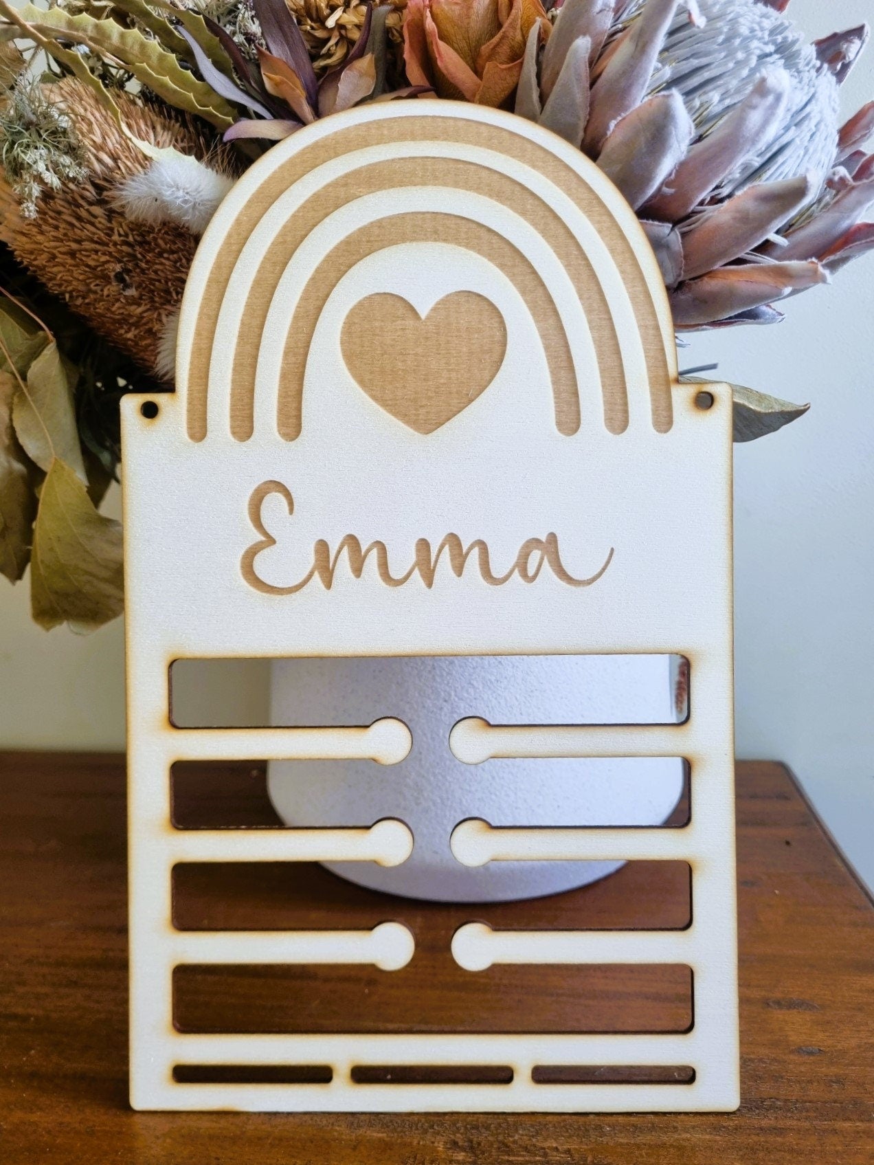 Rainbow Personalised Hair Accessory Organiser, Boho Bedroom Decor, Girls Bedroom Decoration, Hanging Headband Display