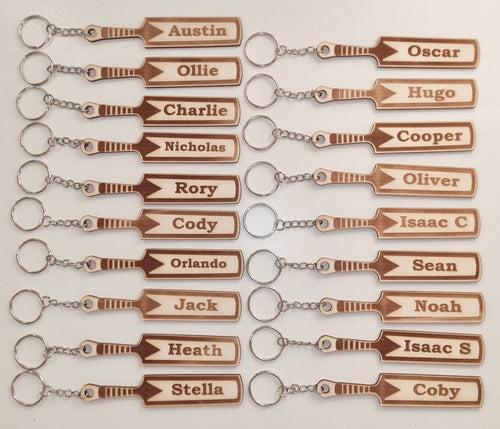 Personalised Cricket Bat Keyring, Keychain, Cricket Lovers, Engraved Team Gift