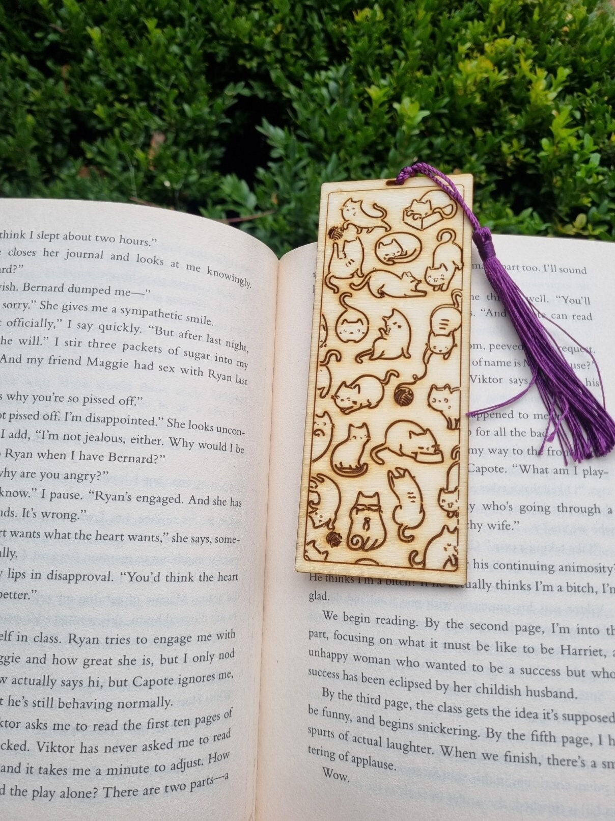 Wooden Engraved Cat Bookmark, Page Markers, Book Lovers, Eco Friendly Bookmarks