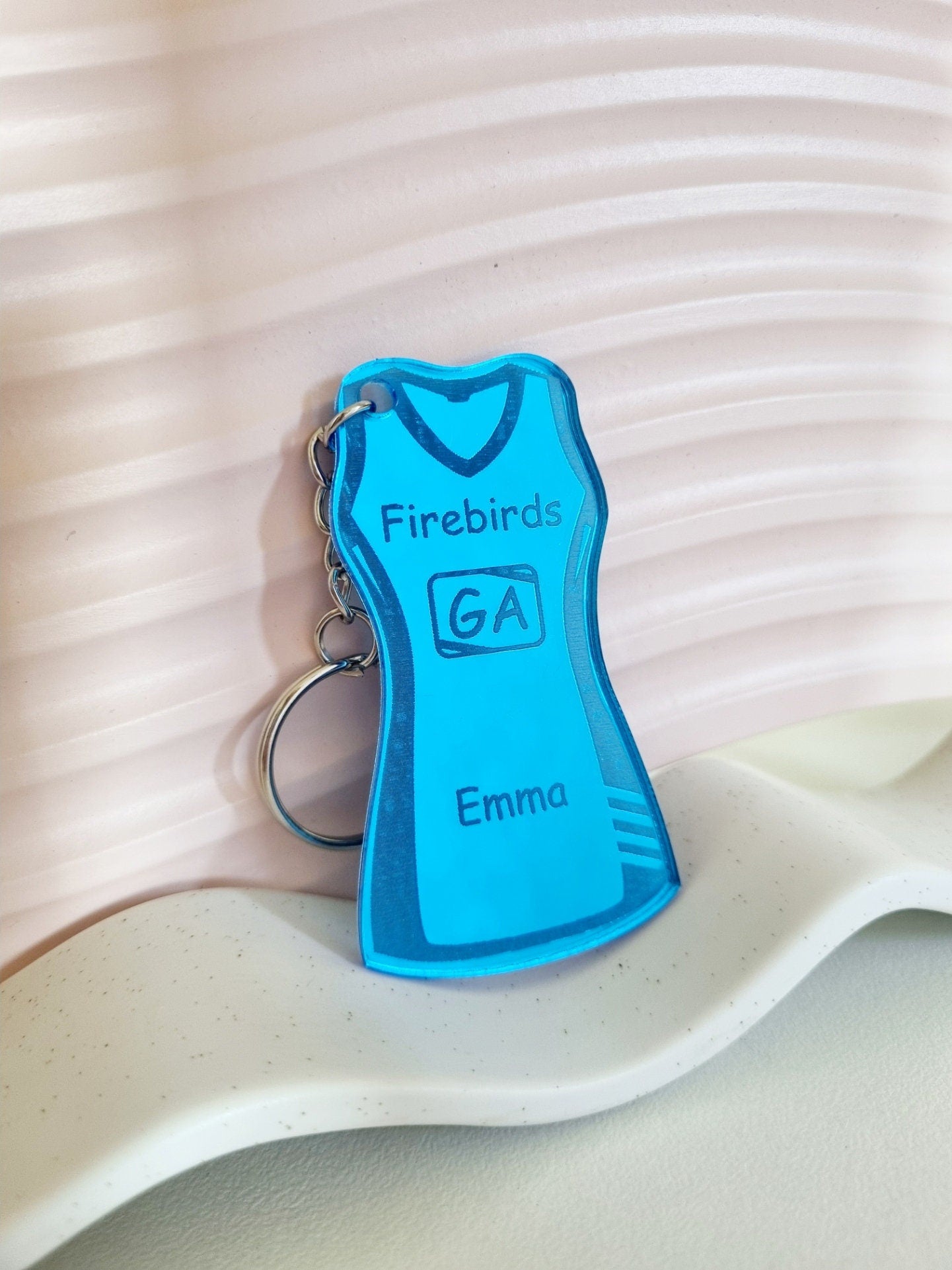 Personalised Acrylic Netball Dress Keyring, Netball Player Gift, Netball Coach Gift, Netball Team Keychain