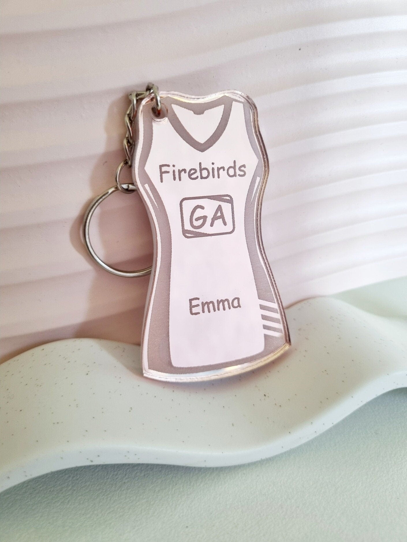 Personalised Acrylic Netball Dress Keyring, Netball Player Gift, Netball Coach Gift, Netball Team Keychain