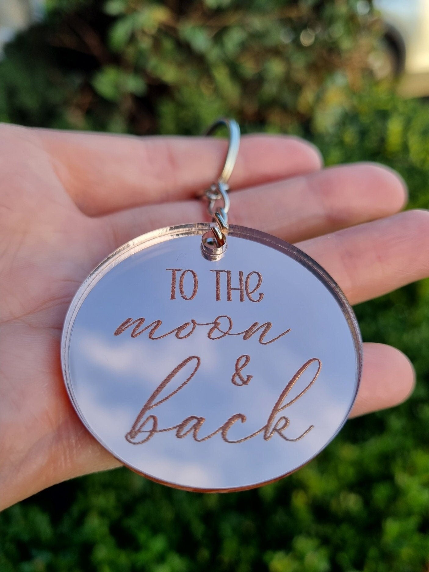 To the Moon and Back Keyring, Mirrored Acrylic Keyring, Mothers Day Gift, Anniversary Gift