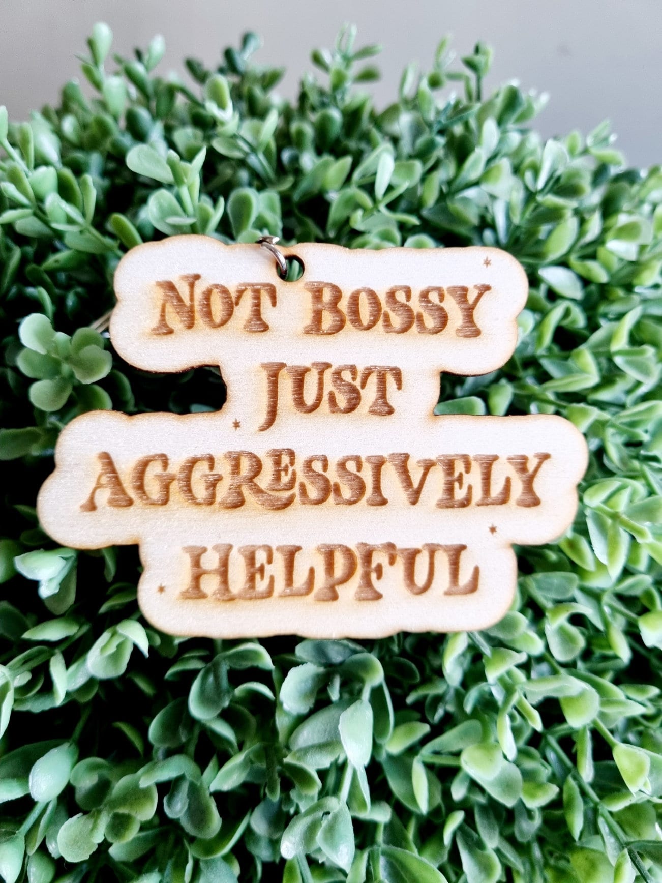Not Bossy Just Aggressively Helpful Keyring, Keychain, Gift for Mum, Engraved Gift