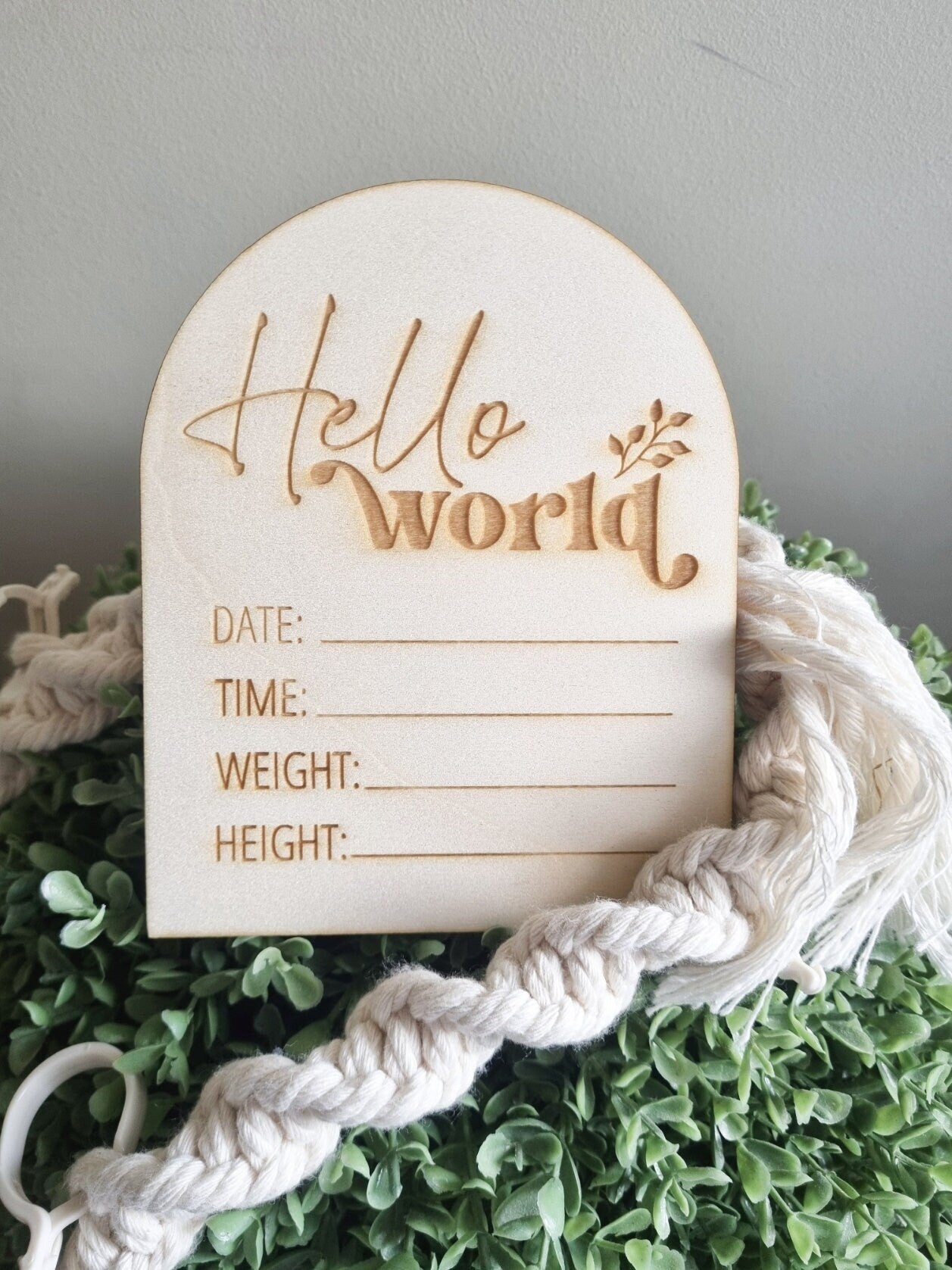 Hello World New Baby Plaque, Baby Announcement Photo Prop, Newborn Sign