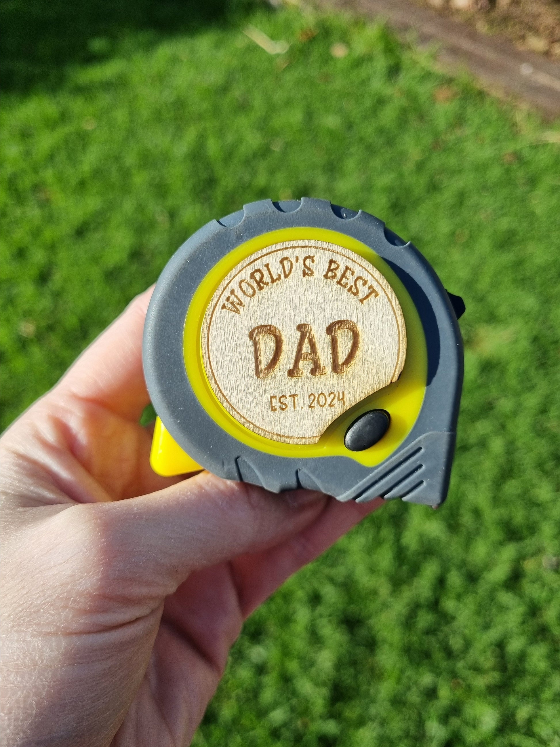 Worlds Best Dad Tape Measure, Wooden Engraved Measuring Tape, Unique Father's Day Gift, New Dad