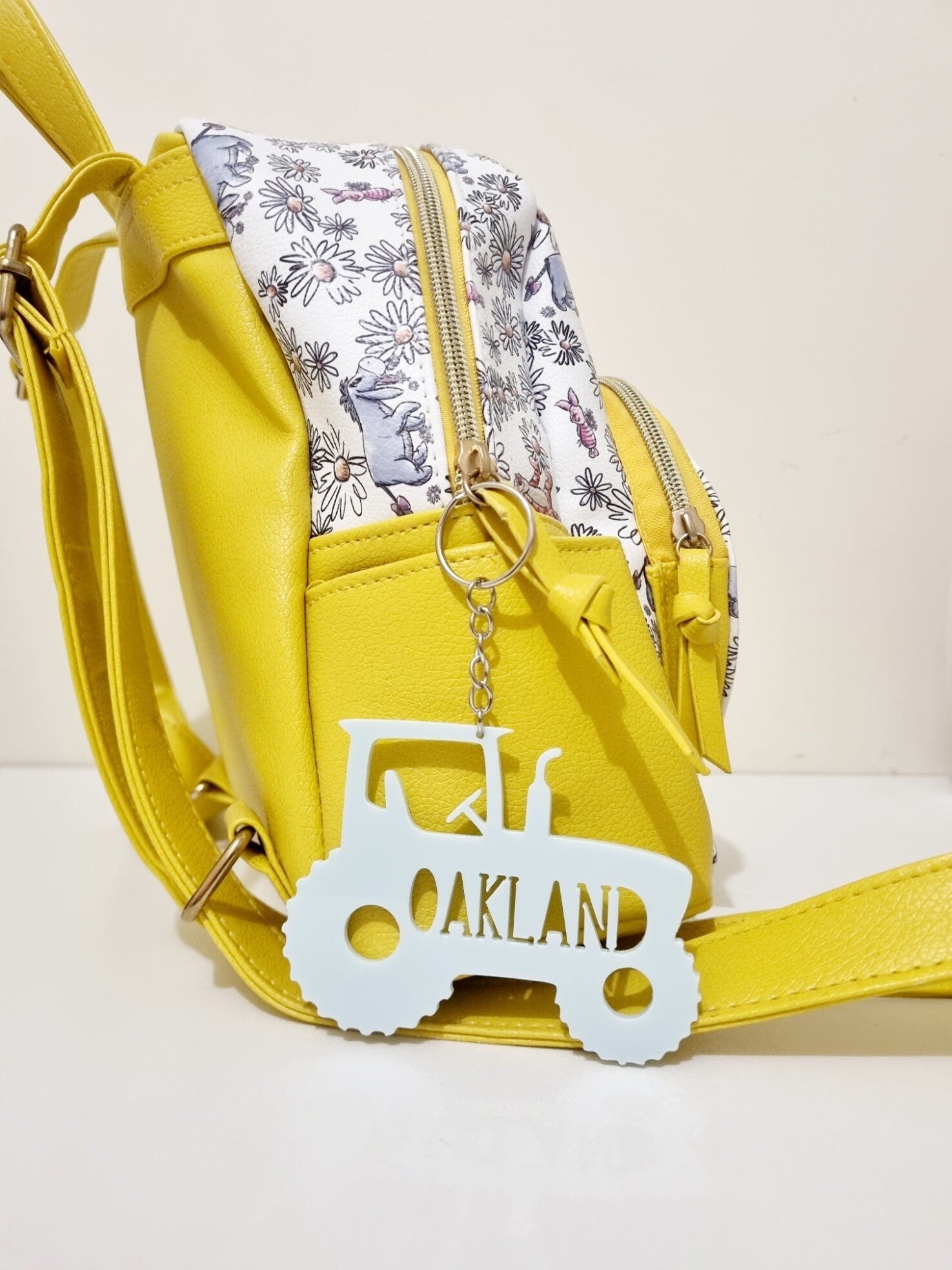 Personalised Tractor Bag Tag, Custom Backpack Tag Keychain for School Kindergarten