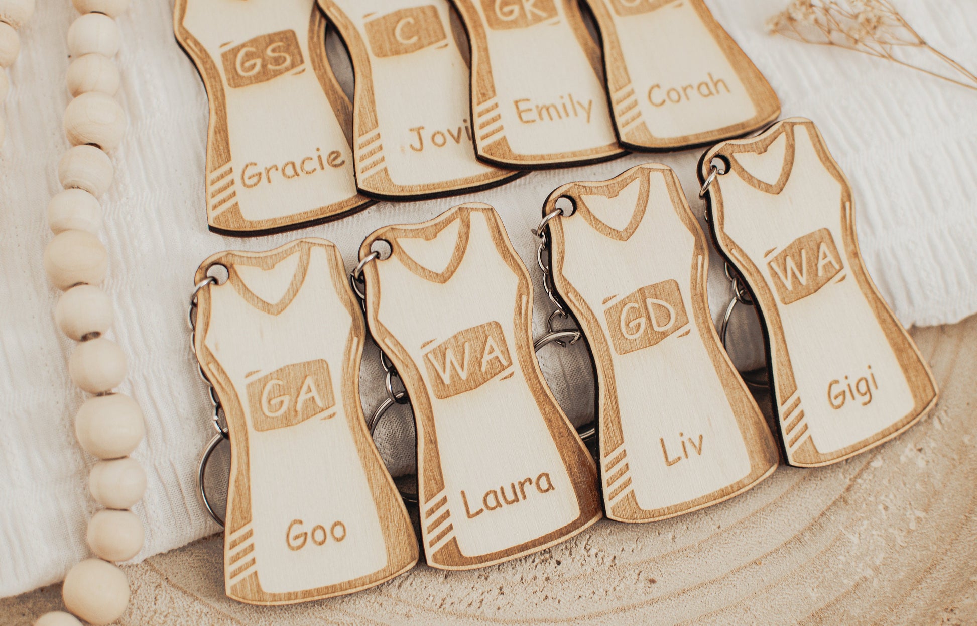 Personalised Netball Dress Keyring, Custom Netball Gift, Netball Player Keychain, Netball Coach Gift