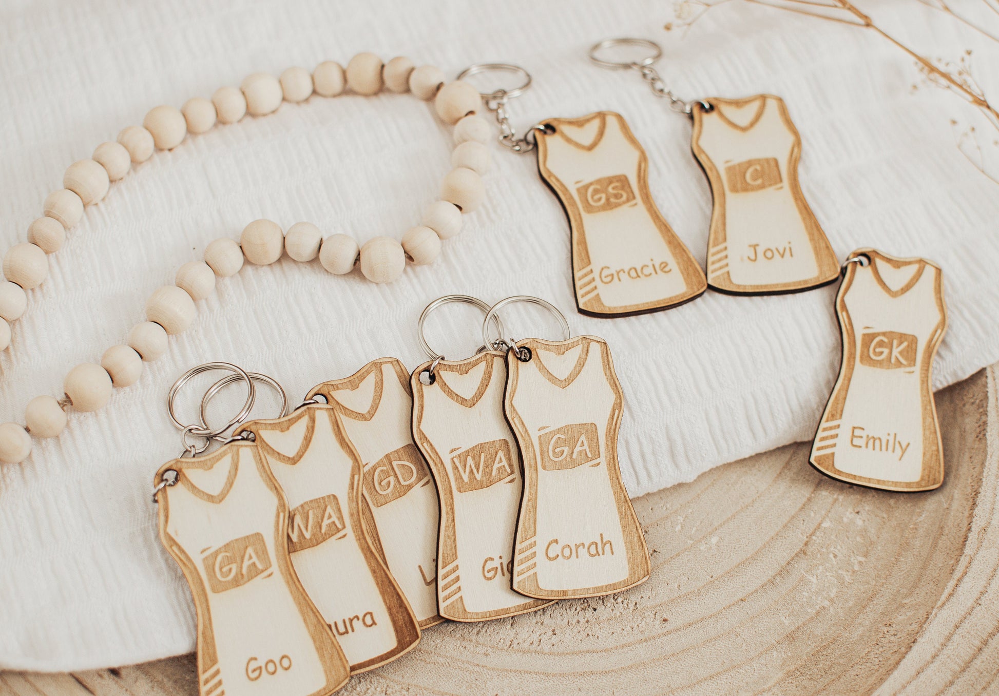 Personalised Netball Dress Keyring, Custom Netball Gift, Netball Player Keychain, Netball Coach Gift