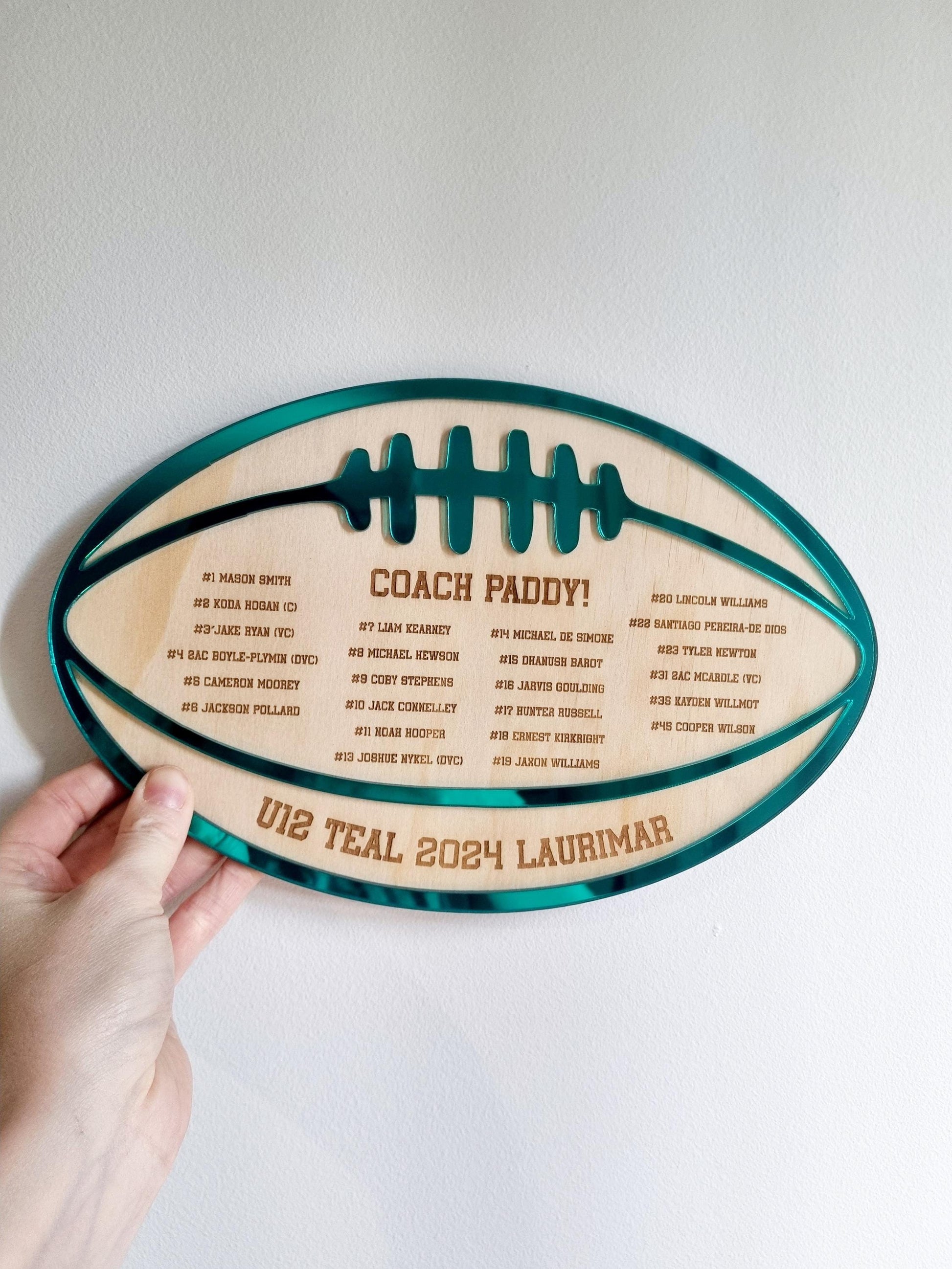 Football Coach Gift, Coach Plaque, Footy Team Gift, Engraved Team Gift