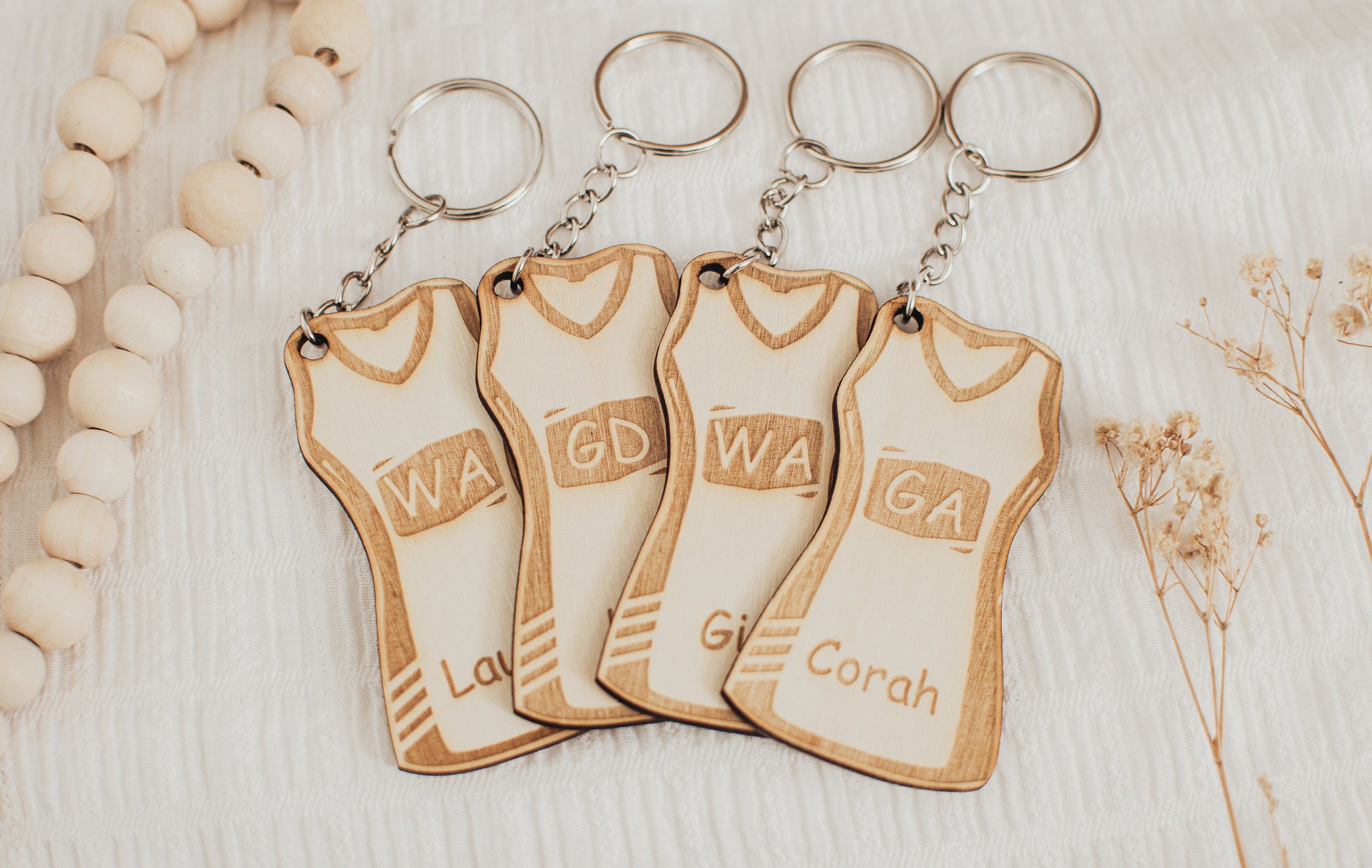 Personalised Netball Dress Keyring, Custom Netball Gift, Netball Player Keychain, Netball Coach Gift